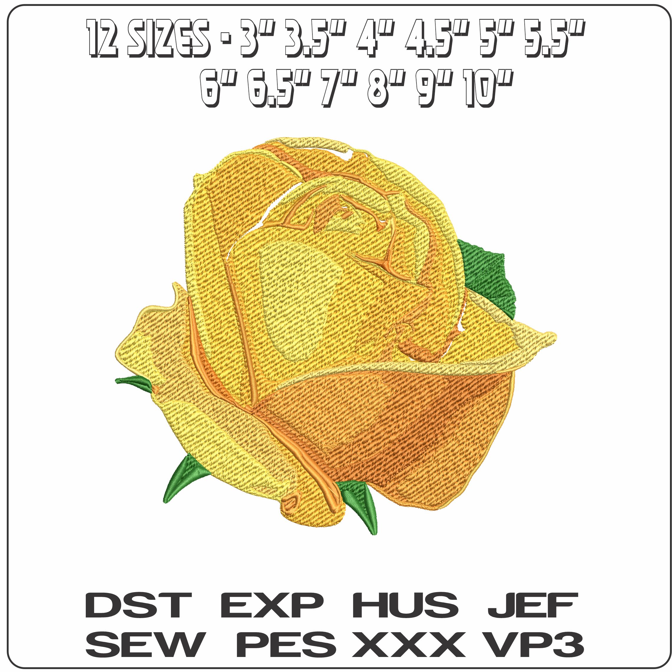 Single Bud Rose  - Elegant embroidery design file - instant download — view 2
