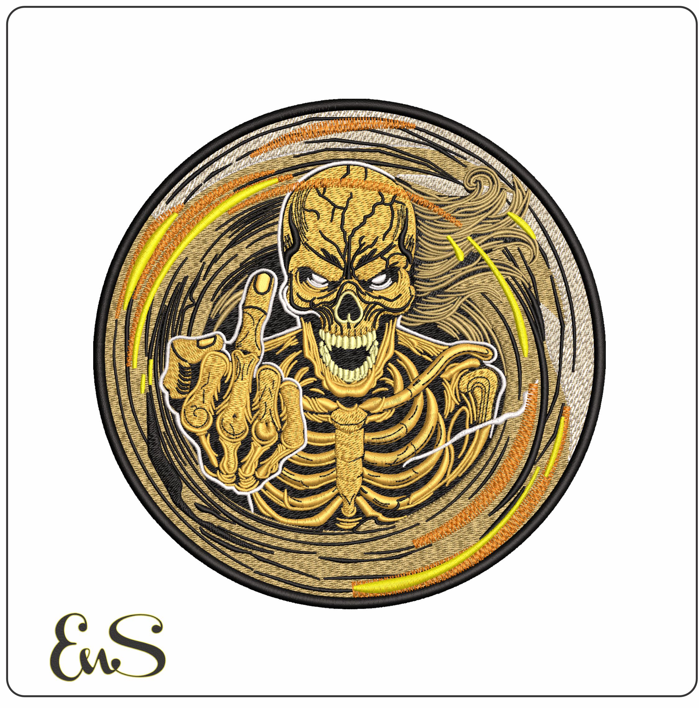 Skeleton giving Finger  - Elegant embroidery design file - instant download