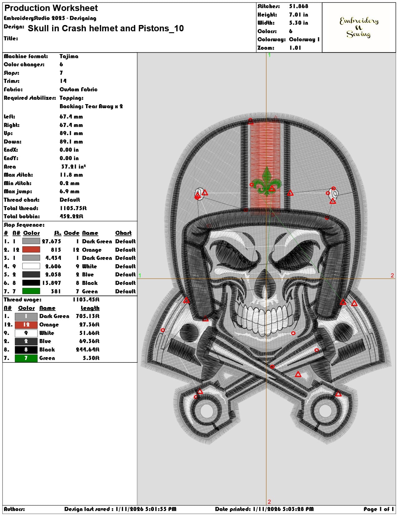 Skull in Crash helmet and Pistons  - Elegant embroidery design file - instant download — view 3