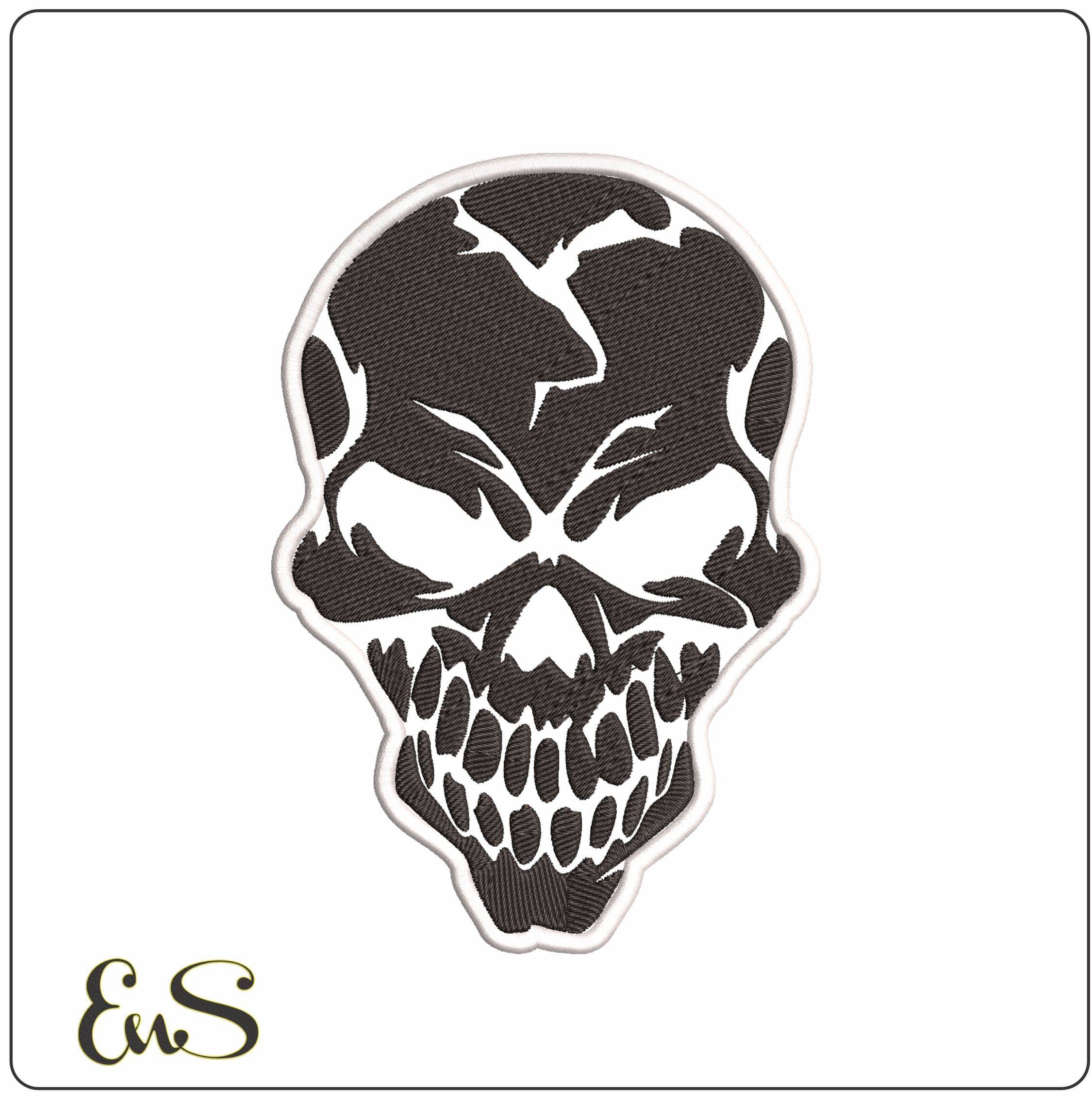 Skull with Outline no Background  - Elegant embroidery design file - instant download