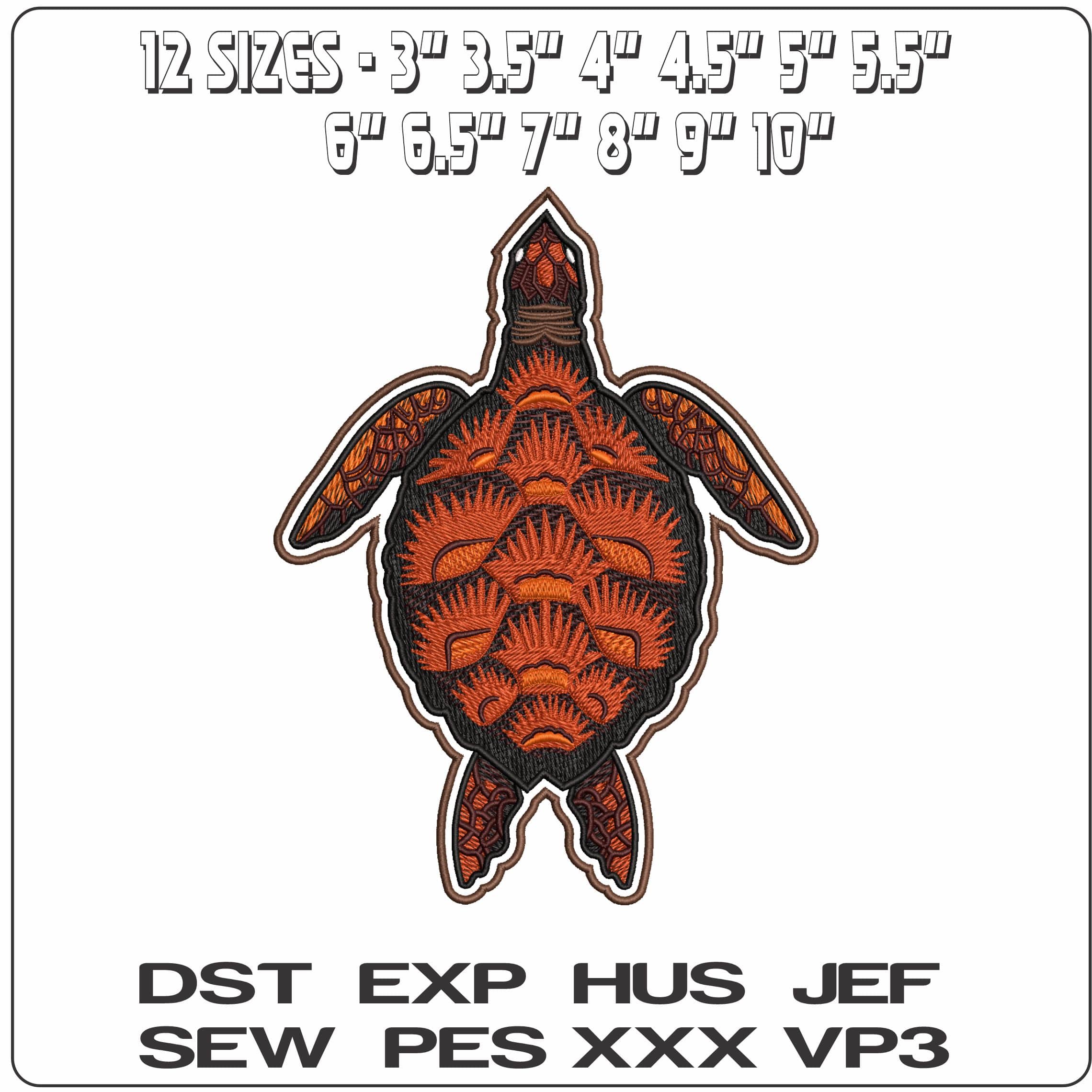 Snapper Turtle   - Elegant embroidery design file - instant download — view 2