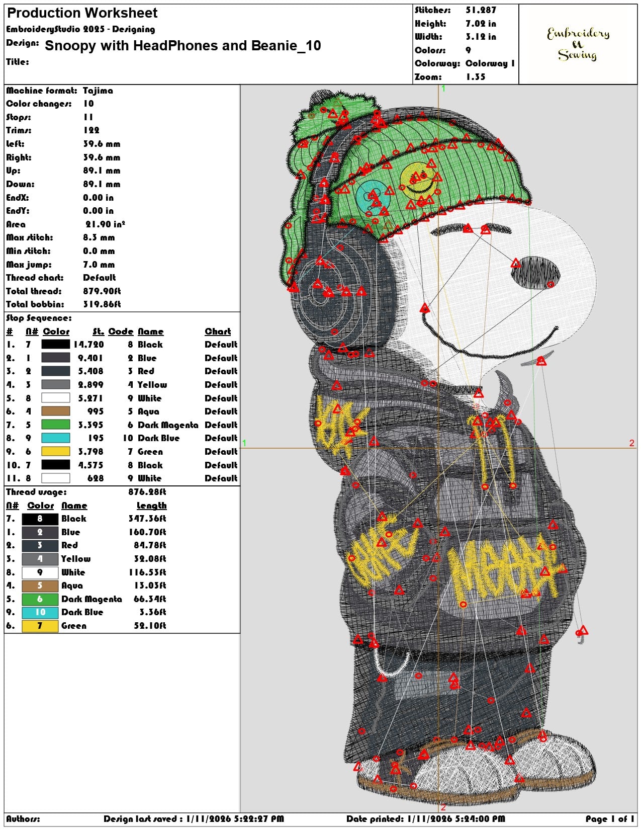 Snoopy with HeadPhones and Beanie   - Elegant embroidery design file - instant download — view 3