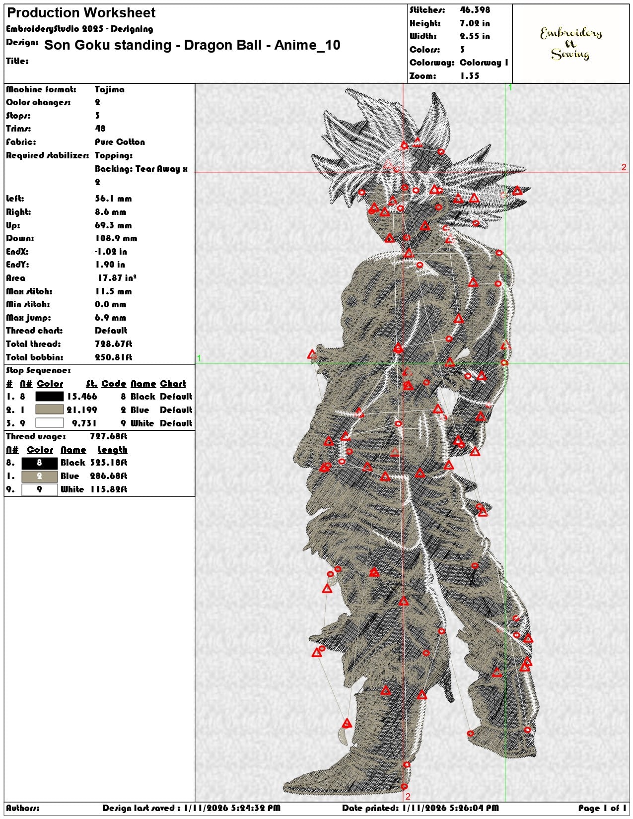 Son Goku standing Dragon Ball Anime   - Elegant embroidery design file - instant download — view 3
