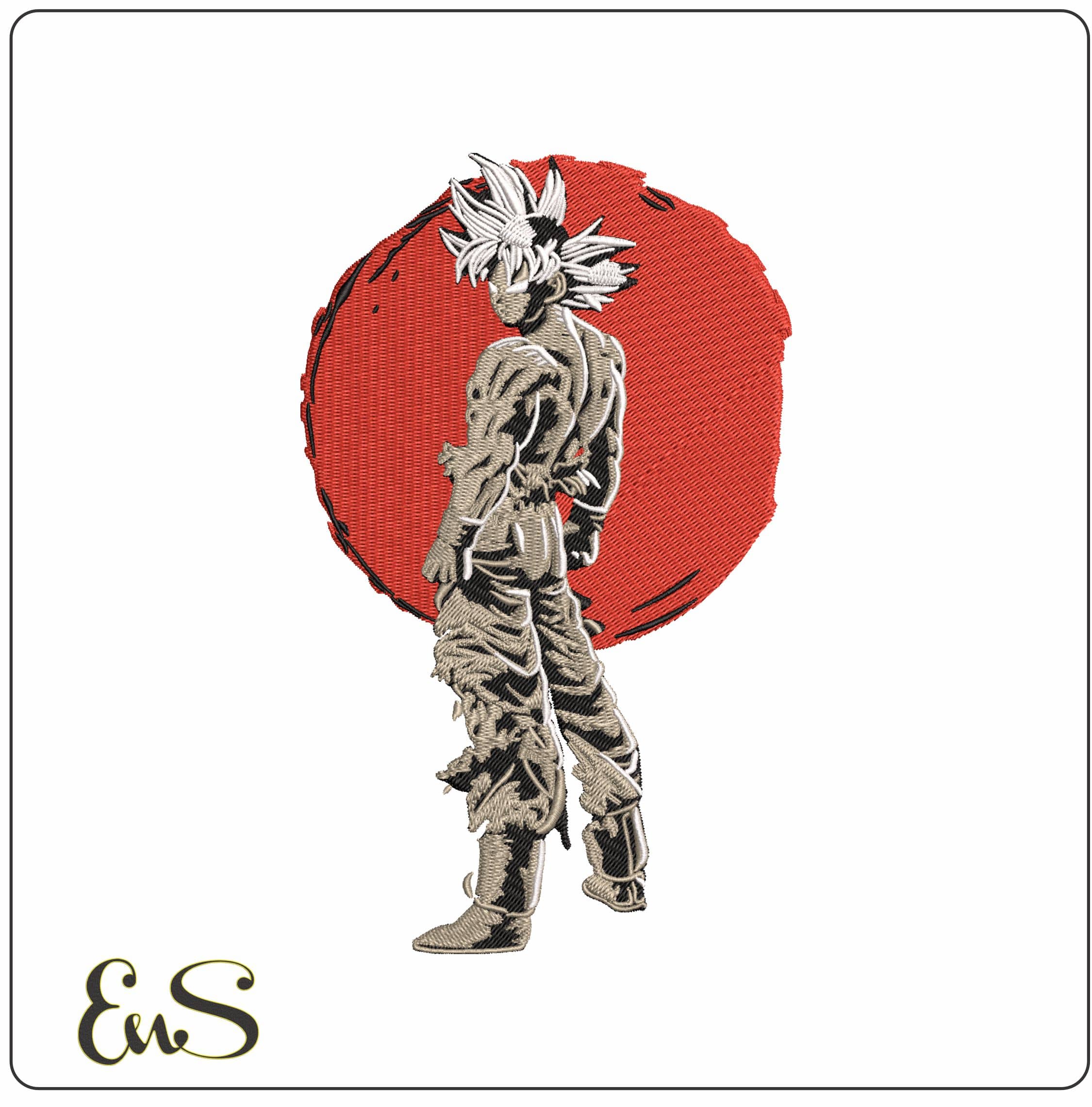 Son Goku standing in Sun Dragon Ball Anime   - Elegant embroidery design file - instant download