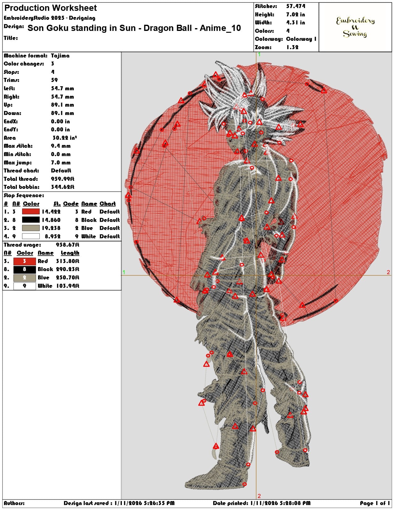 Son Goku standing in Sun Dragon Ball Anime   - Elegant embroidery design file - instant download — view 3