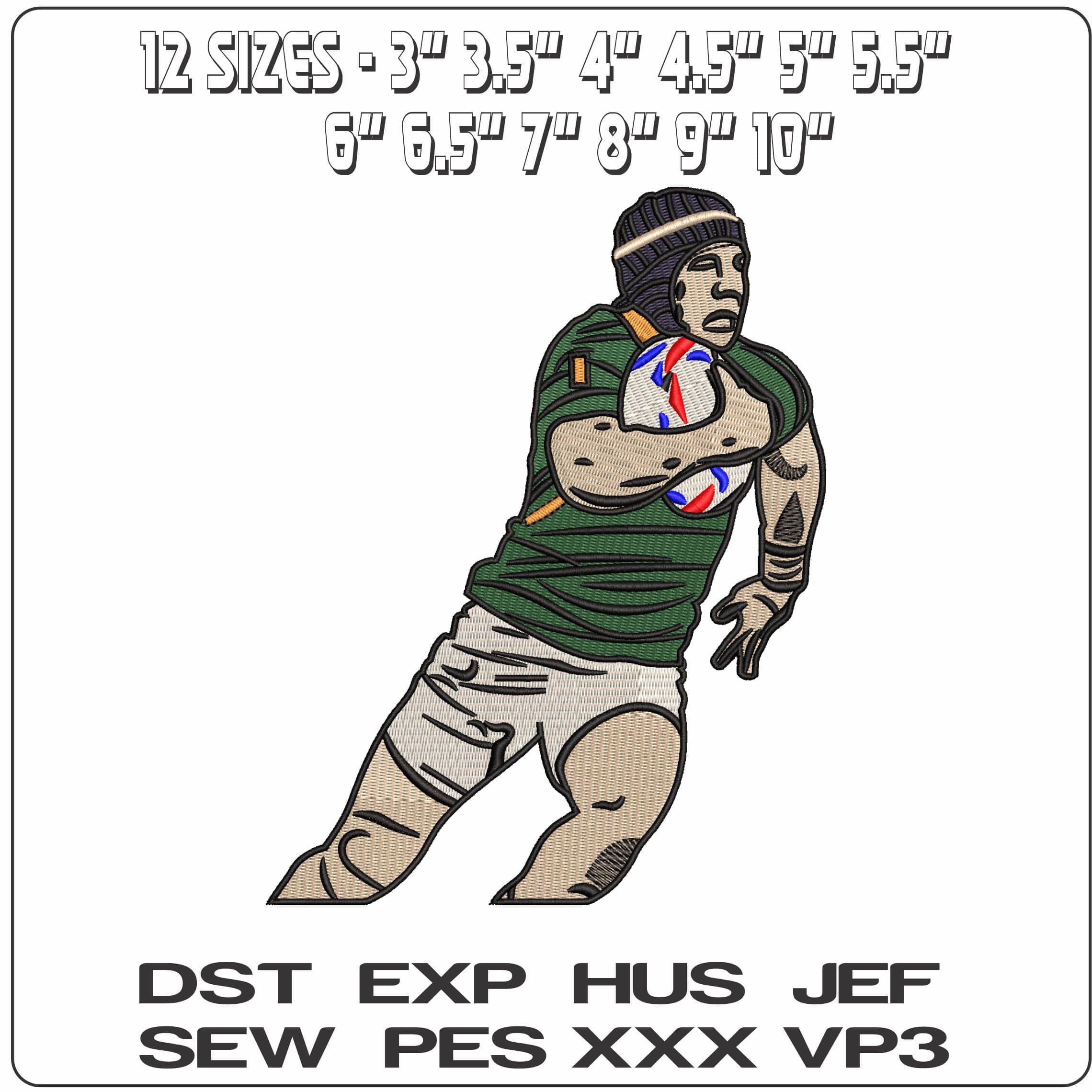 South African Rugby World Cup Player   - Elegant embroidery design file - instant download — view 2