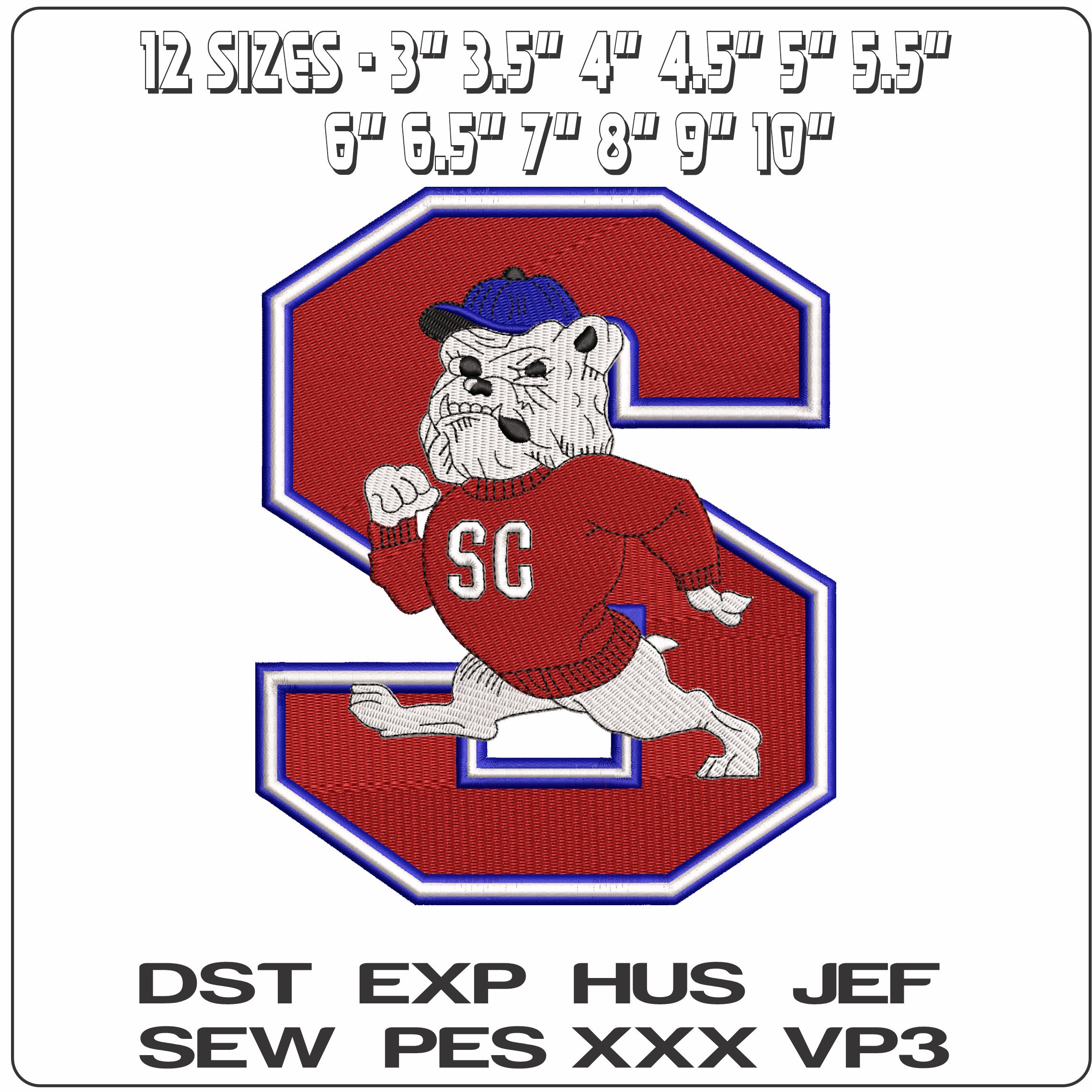 South Carolina State Bulldog Spike College  - Elegant embroidery design file - instant download — view 2