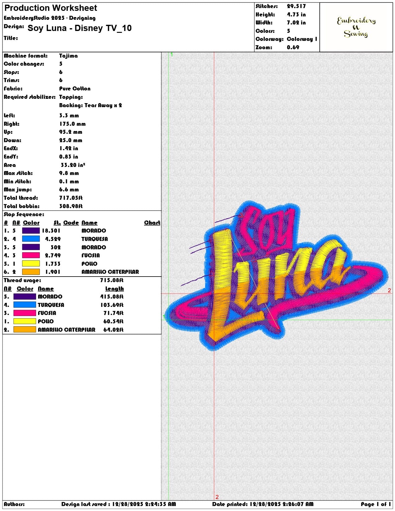 Soy Luna Disney TV  - Elegant embroidery design file - instant download — view 3