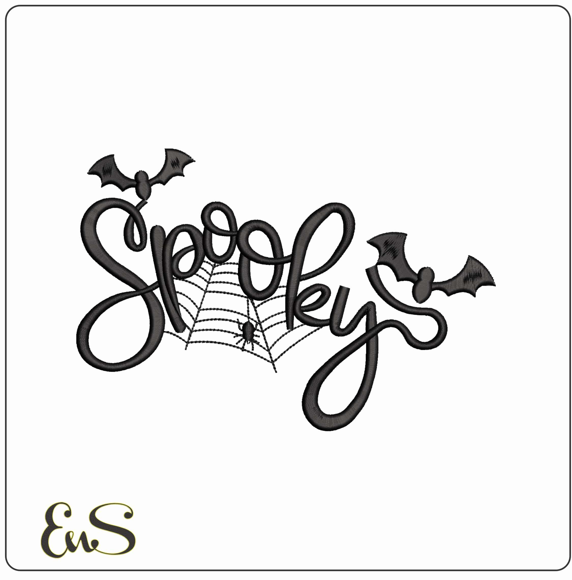 Spooky bats and spiders  - Elegant embroidery design file - instant download