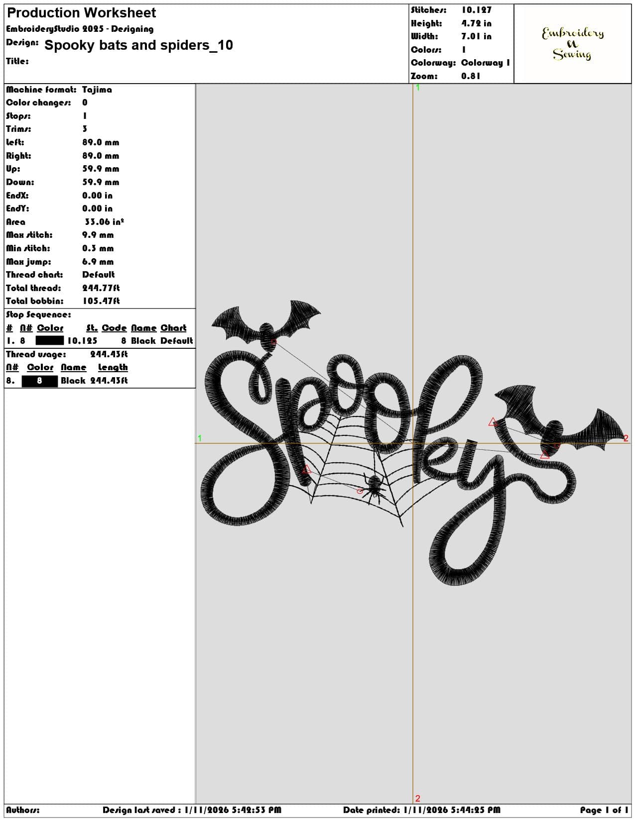 Spooky bats and spiders  - Elegant embroidery design file - instant download — view 3