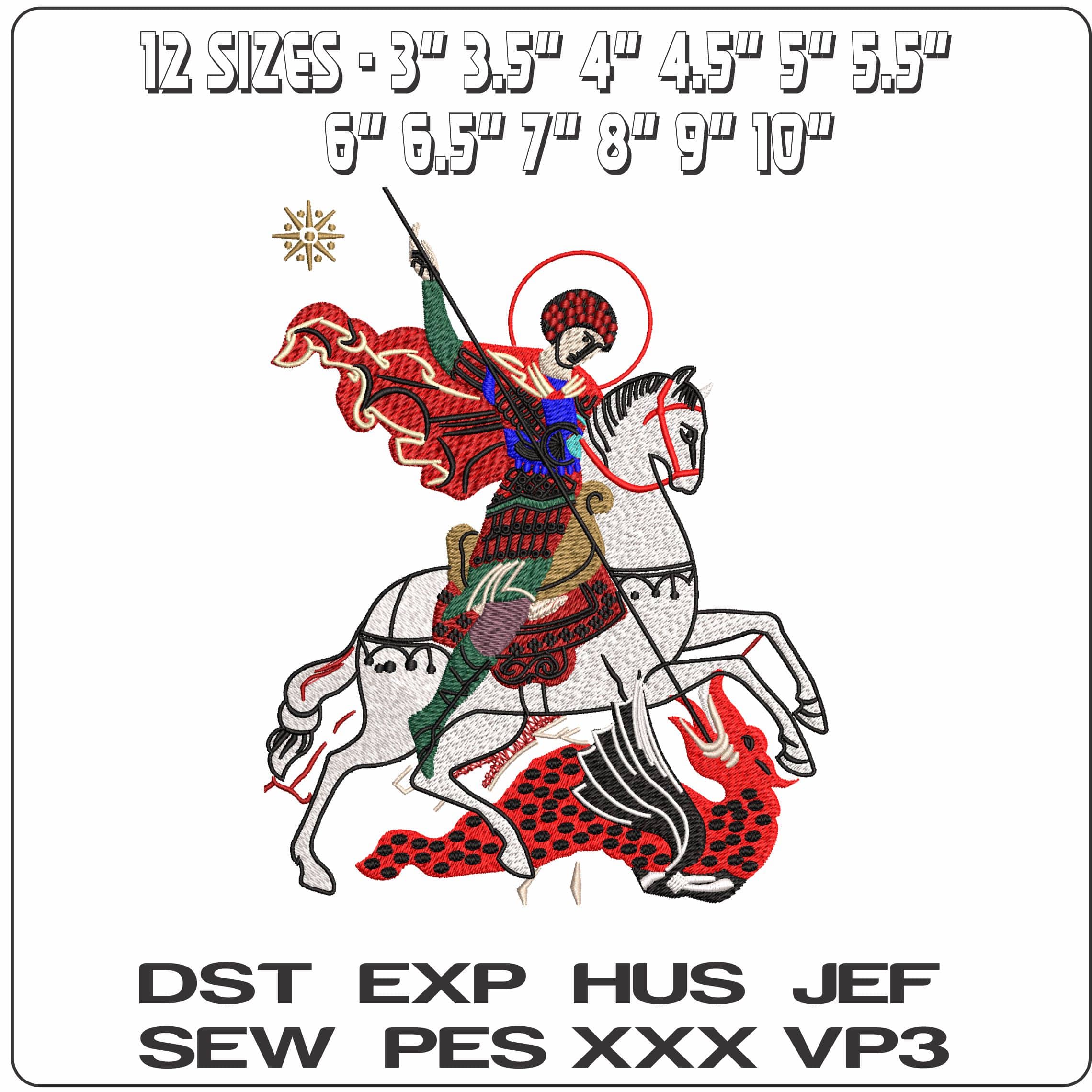 St George Slaying Dragon  - Elegant embroidery design file - instant download — view 2