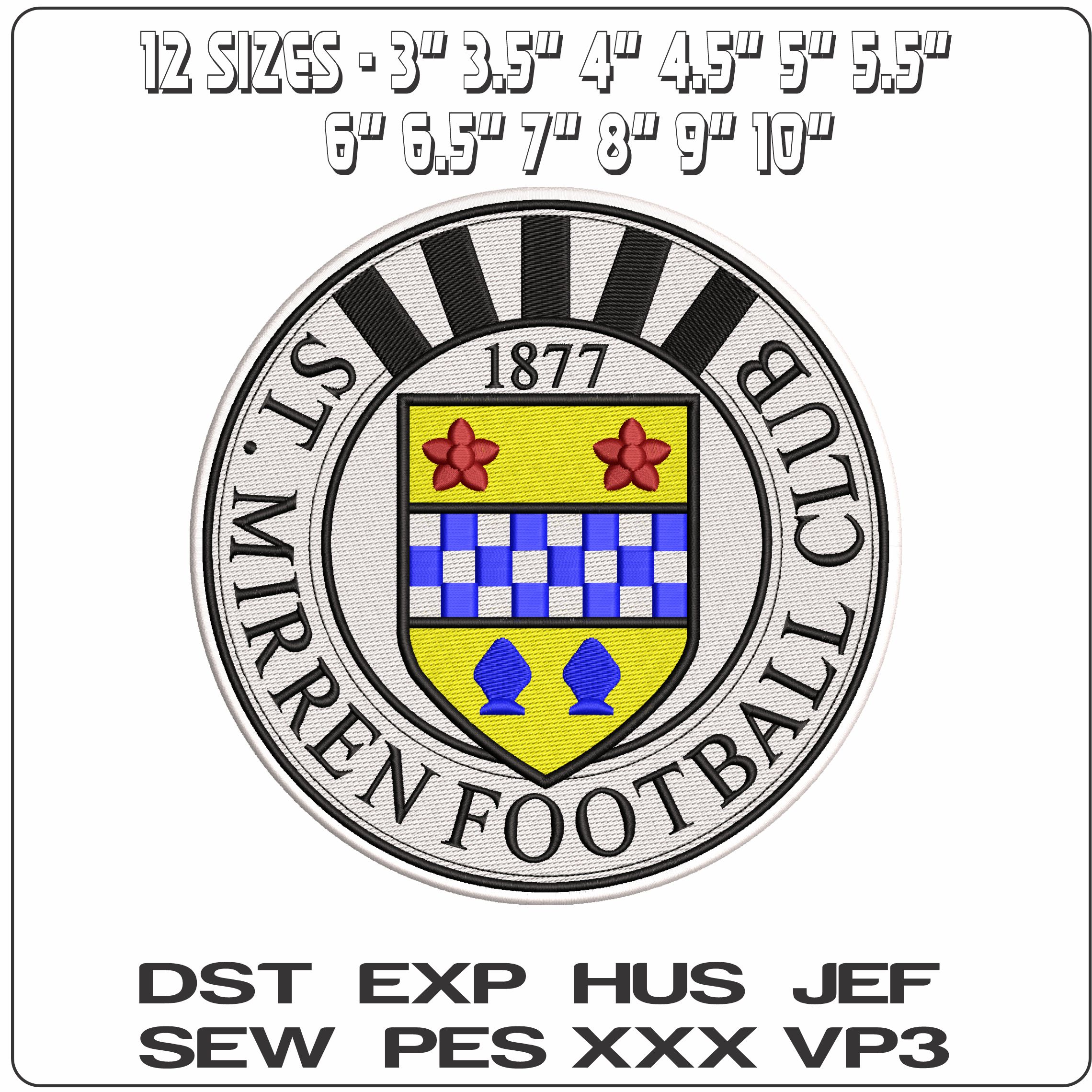 St Mirren Scottish Footbal Club  - Elegant embroidery design file - instant download — view 2