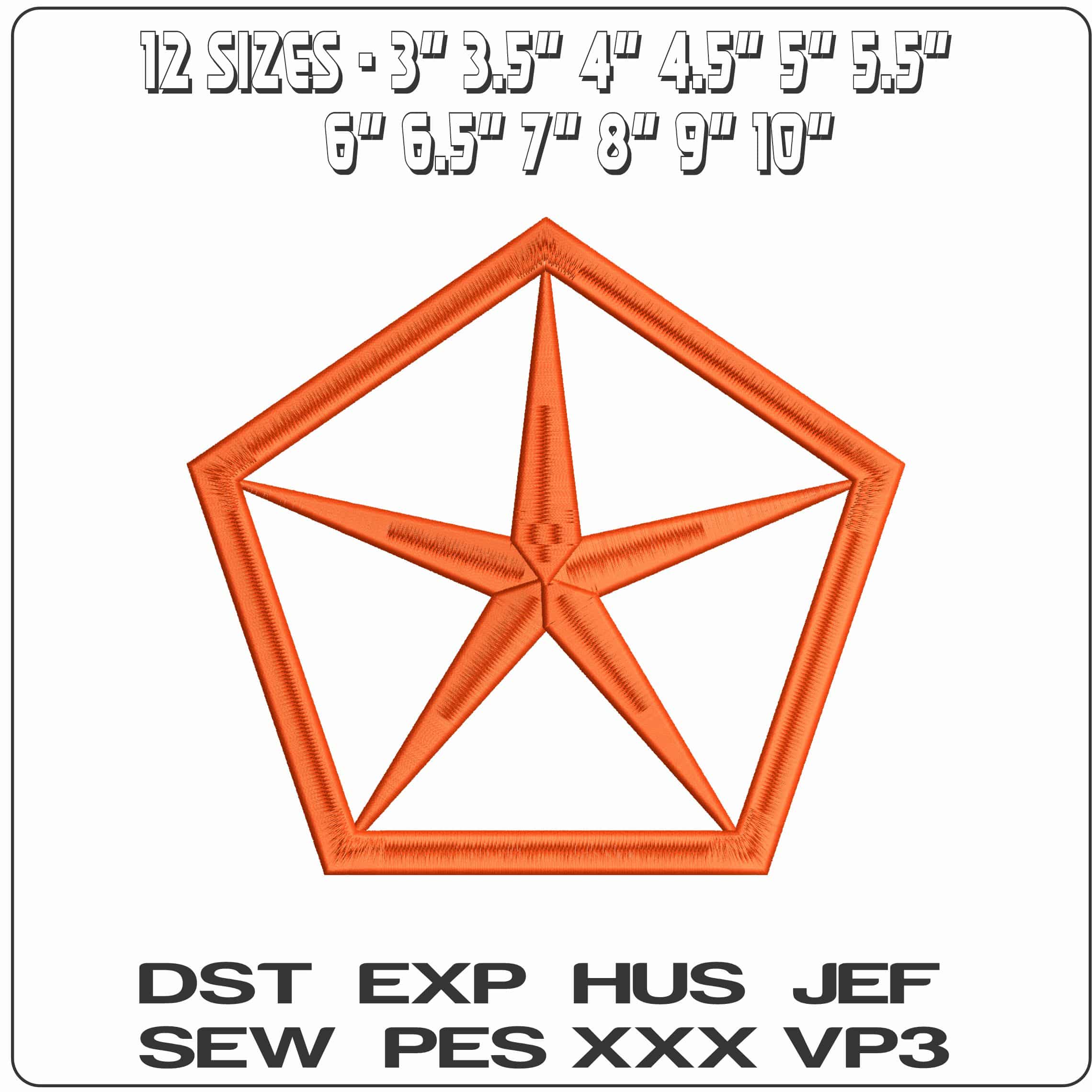 Star MOPAR  - Elegant embroidery design file - instant download — view 2