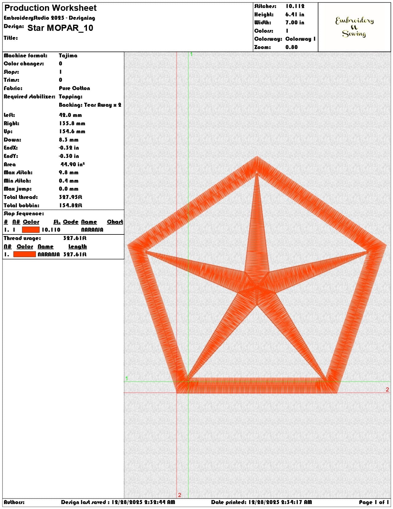 Star MOPAR  - Elegant embroidery design file - instant download — view 3