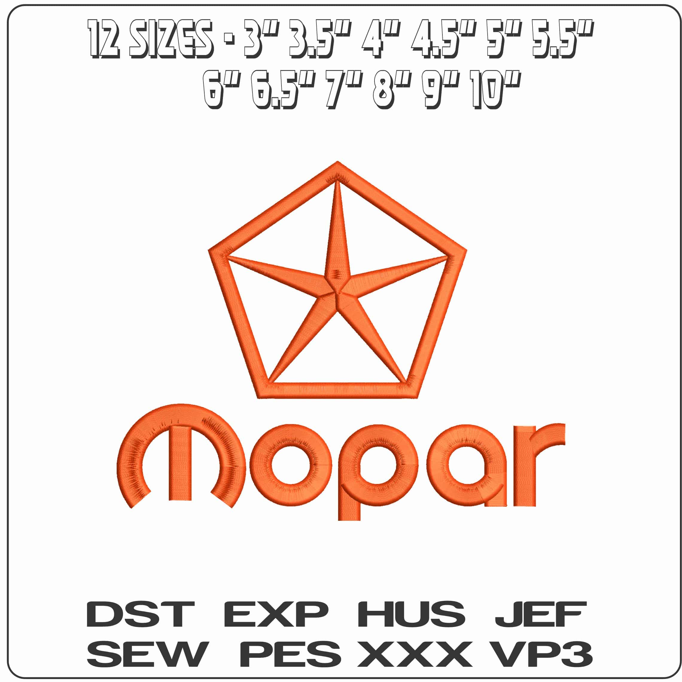 Star MOPAR with Name  - Elegant embroidery design file - instant download — view 2