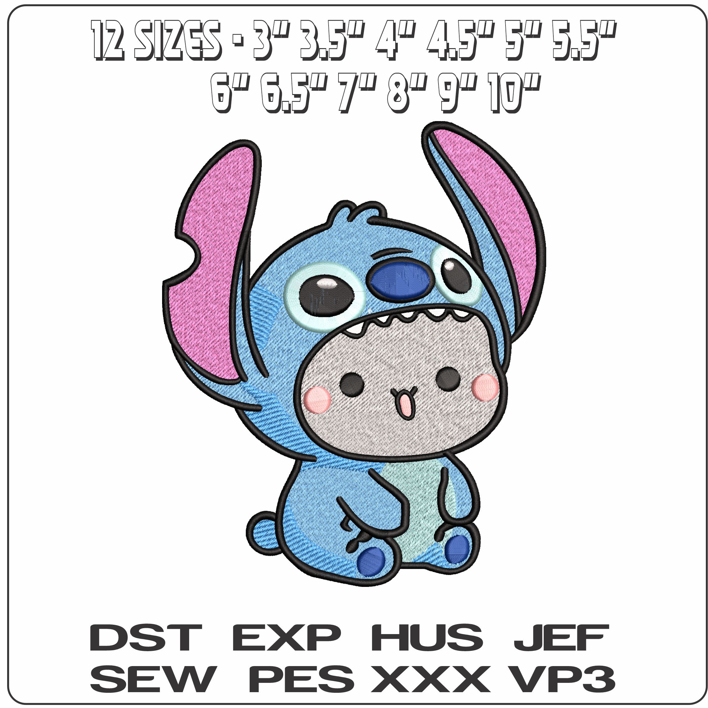 Stitch Chibi Lilo and Stitch  - Elegant embroidery design file - instant download — view 2