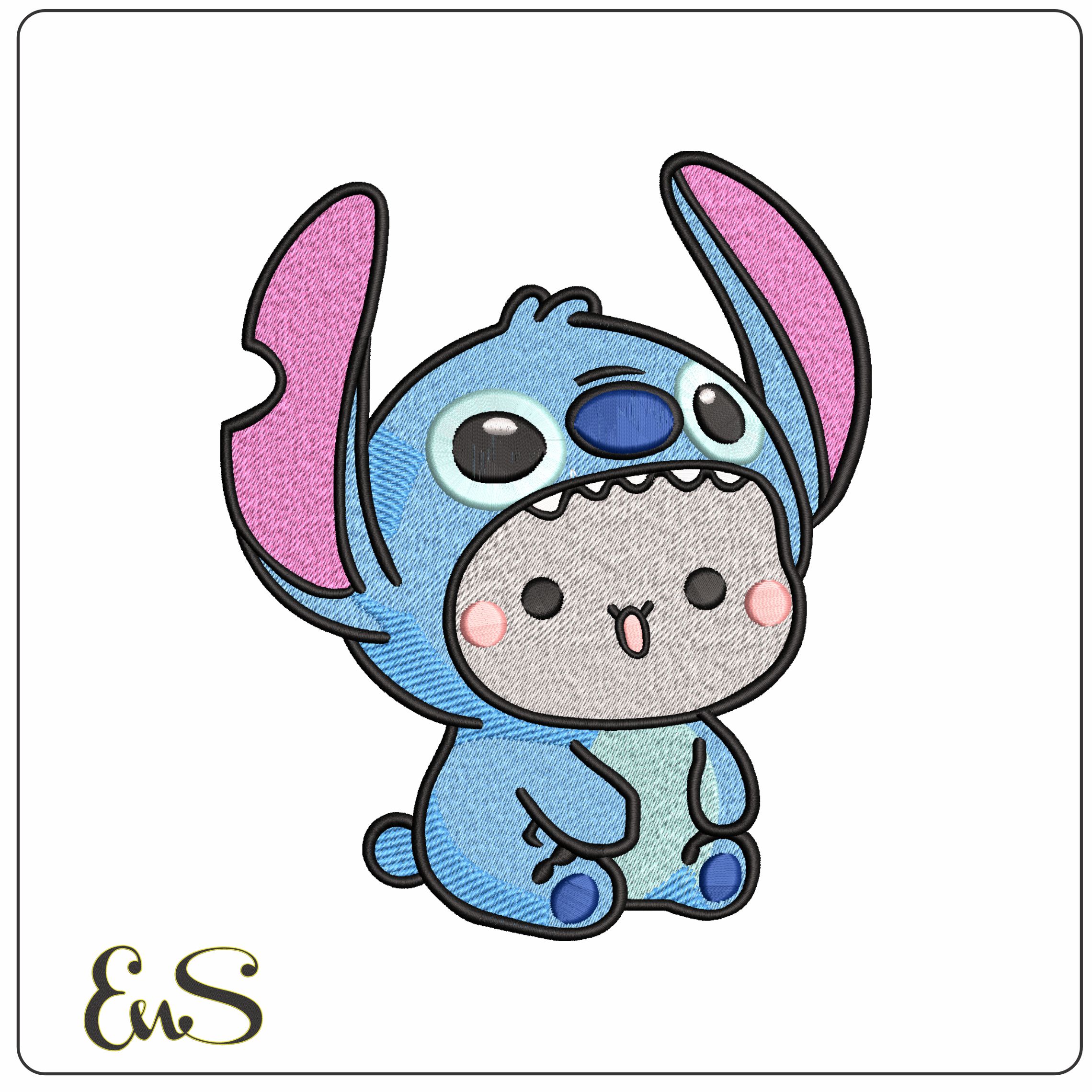 Stitch Chibi Lilo and Stitch  - Elegant embroidery design file - instant download