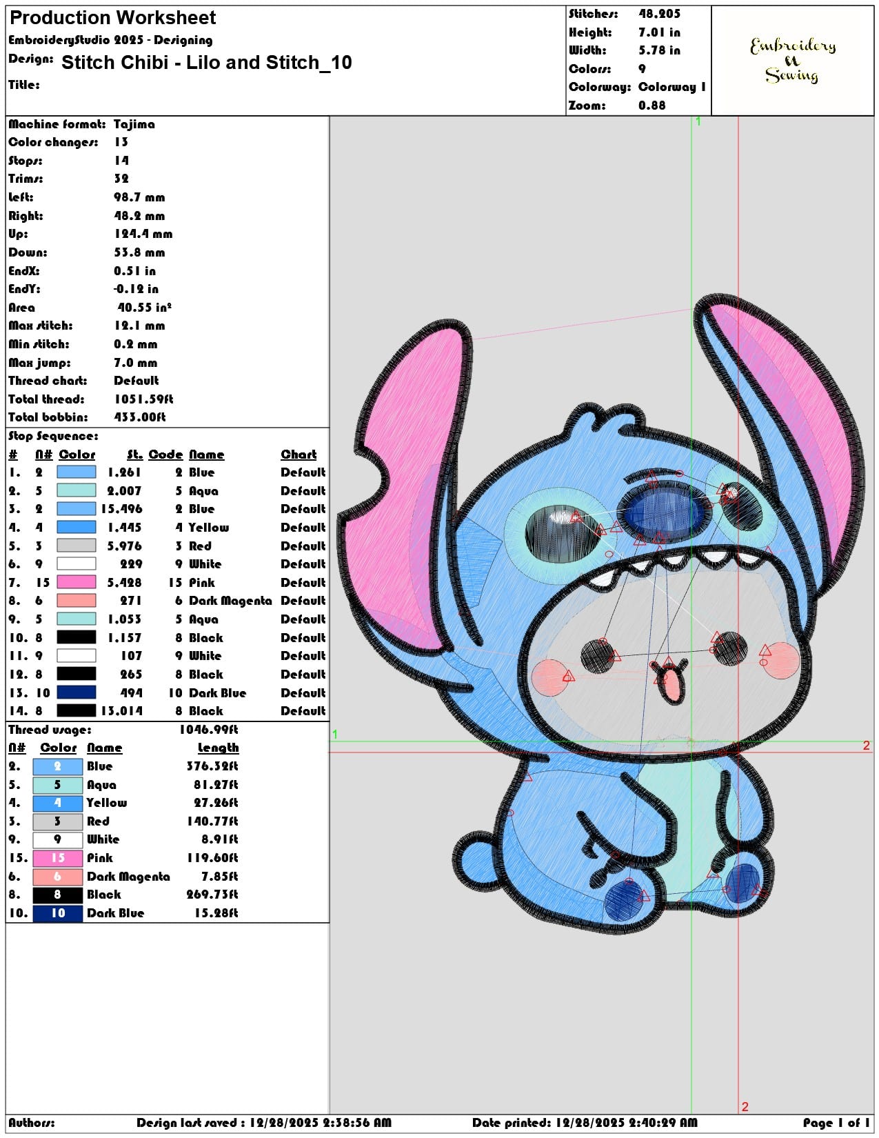 Stitch Chibi Lilo and Stitch  - Elegant embroidery design file - instant download — view 3