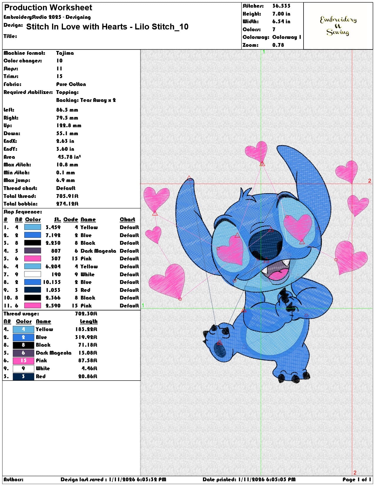 Stitch In Love with Hearts Lilo Stitch  - Elegant embroidery design file - instant download — view 3