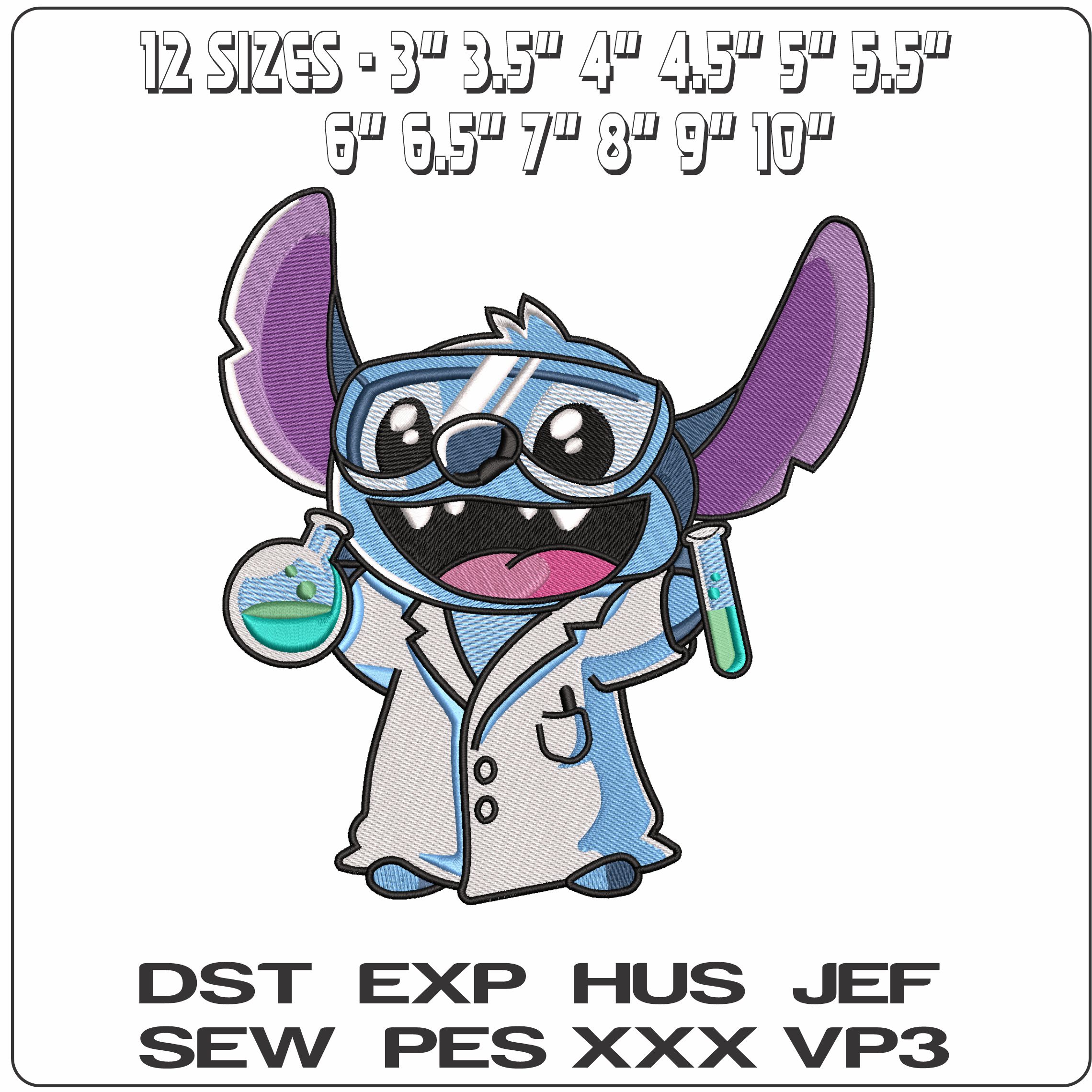 Stitch Scientist  - Elegant embroidery design file - instant download — view 2
