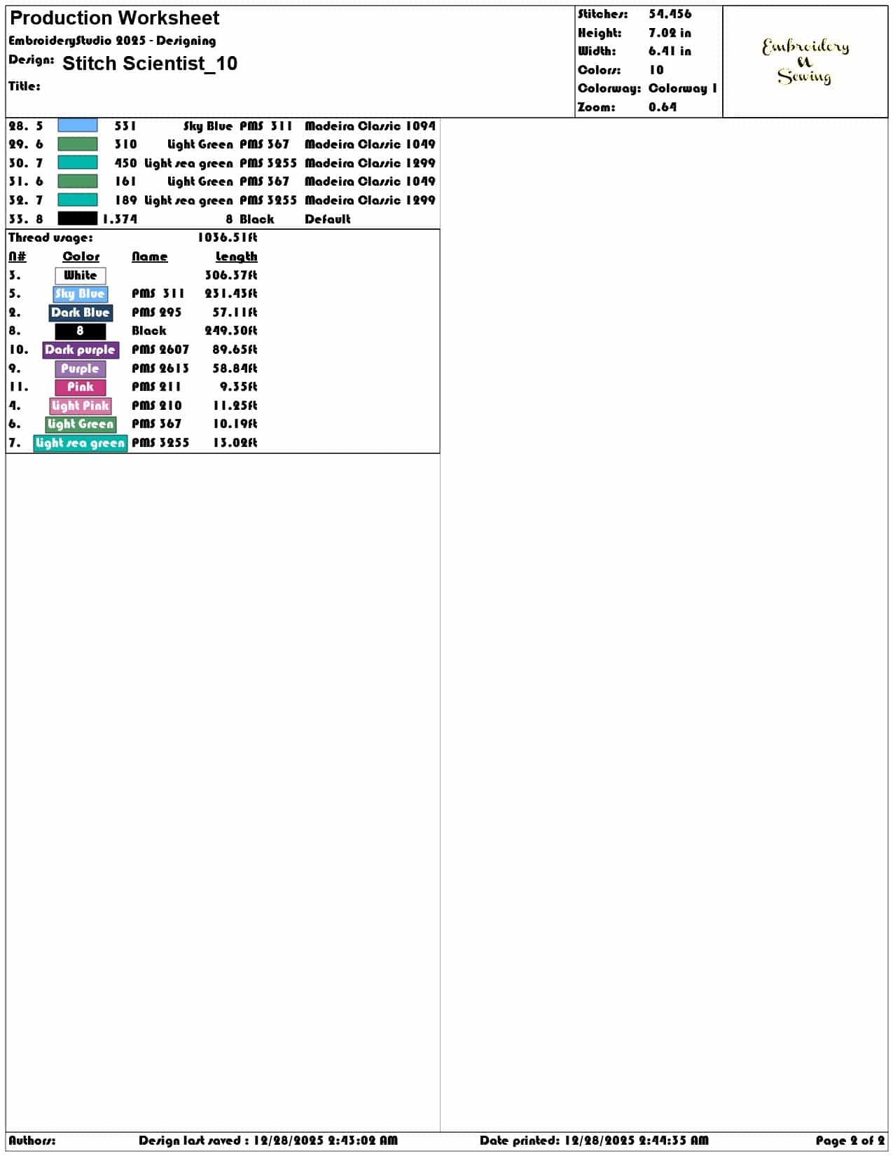 Stitch Scientist  - Elegant embroidery design file - instant download — view 4