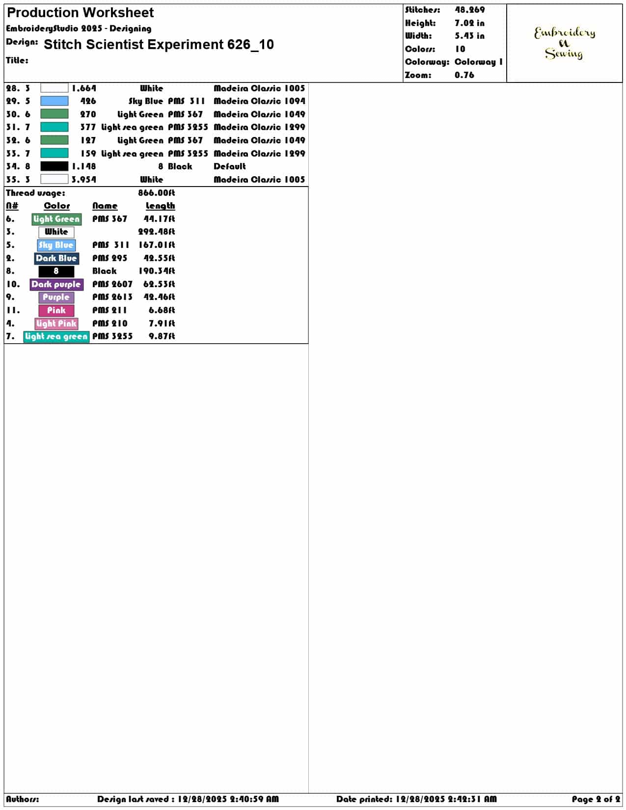Stitch Scientist Experiment 626  - Elegant embroidery design file - instant download — view 4