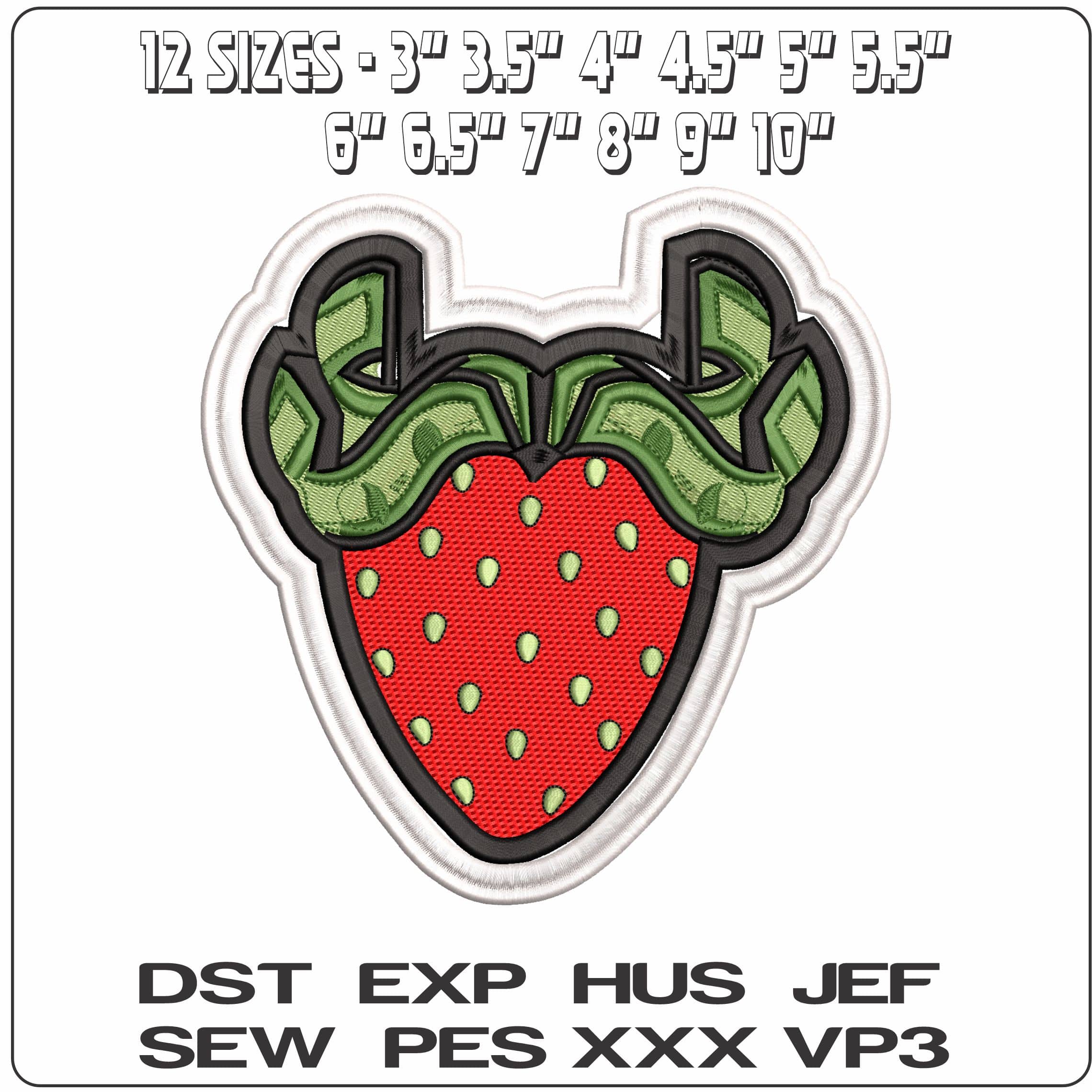 Strawberry With Leaves  - Elegant embroidery design file - instant download — view 2