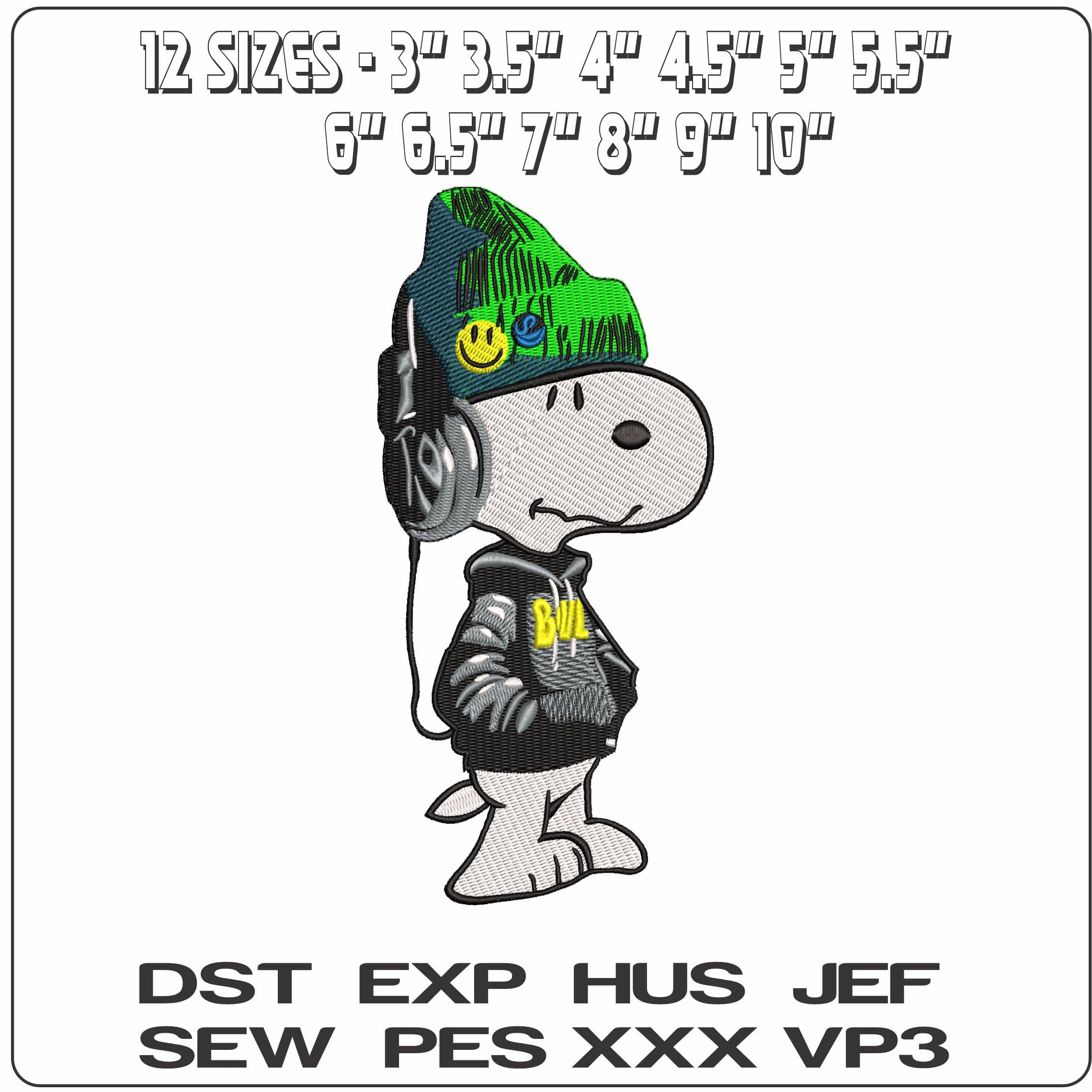 Street Snoopy with Headphone  - Elegant embroidery design file - instant download — view 2