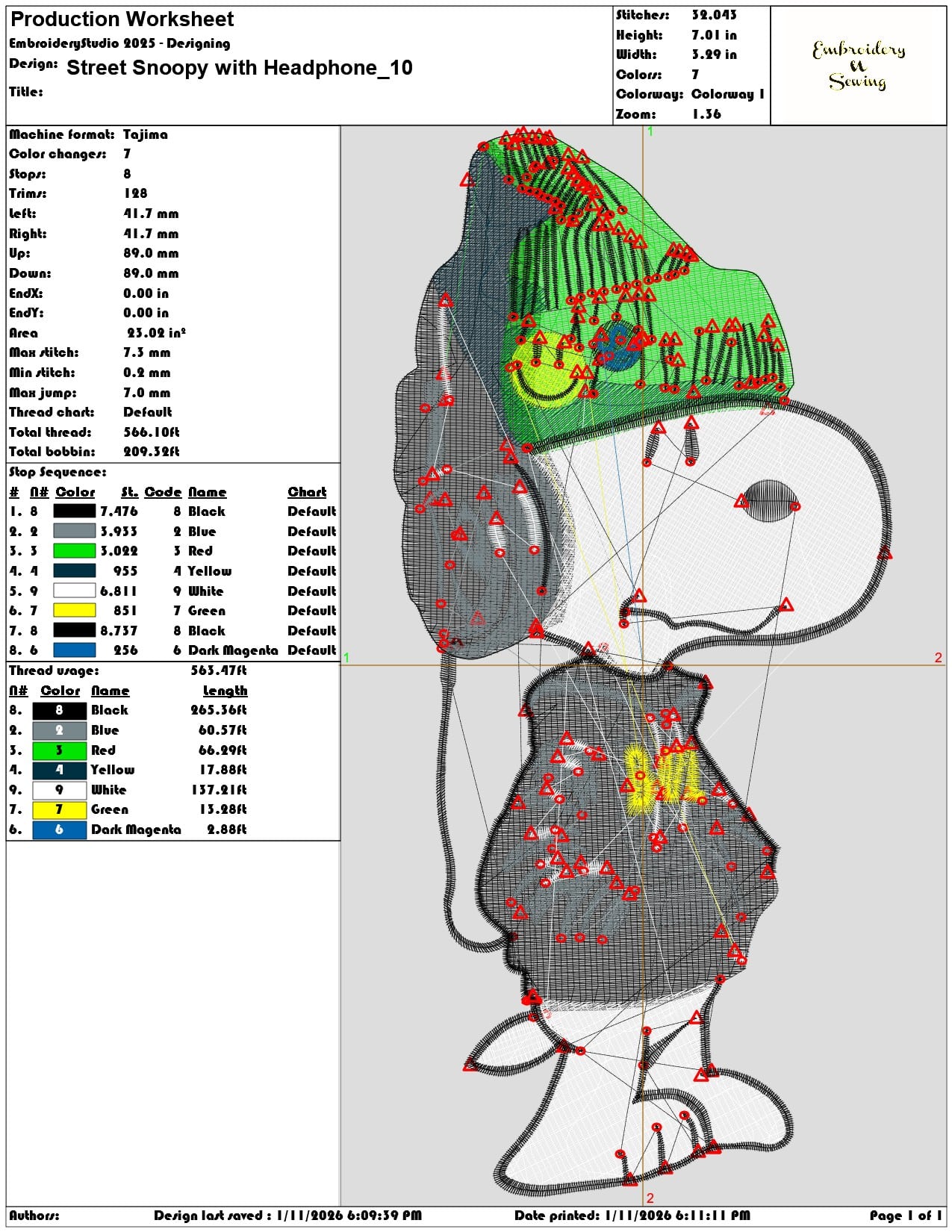 Street Snoopy with Headphone  - Elegant embroidery design file - instant download — view 3