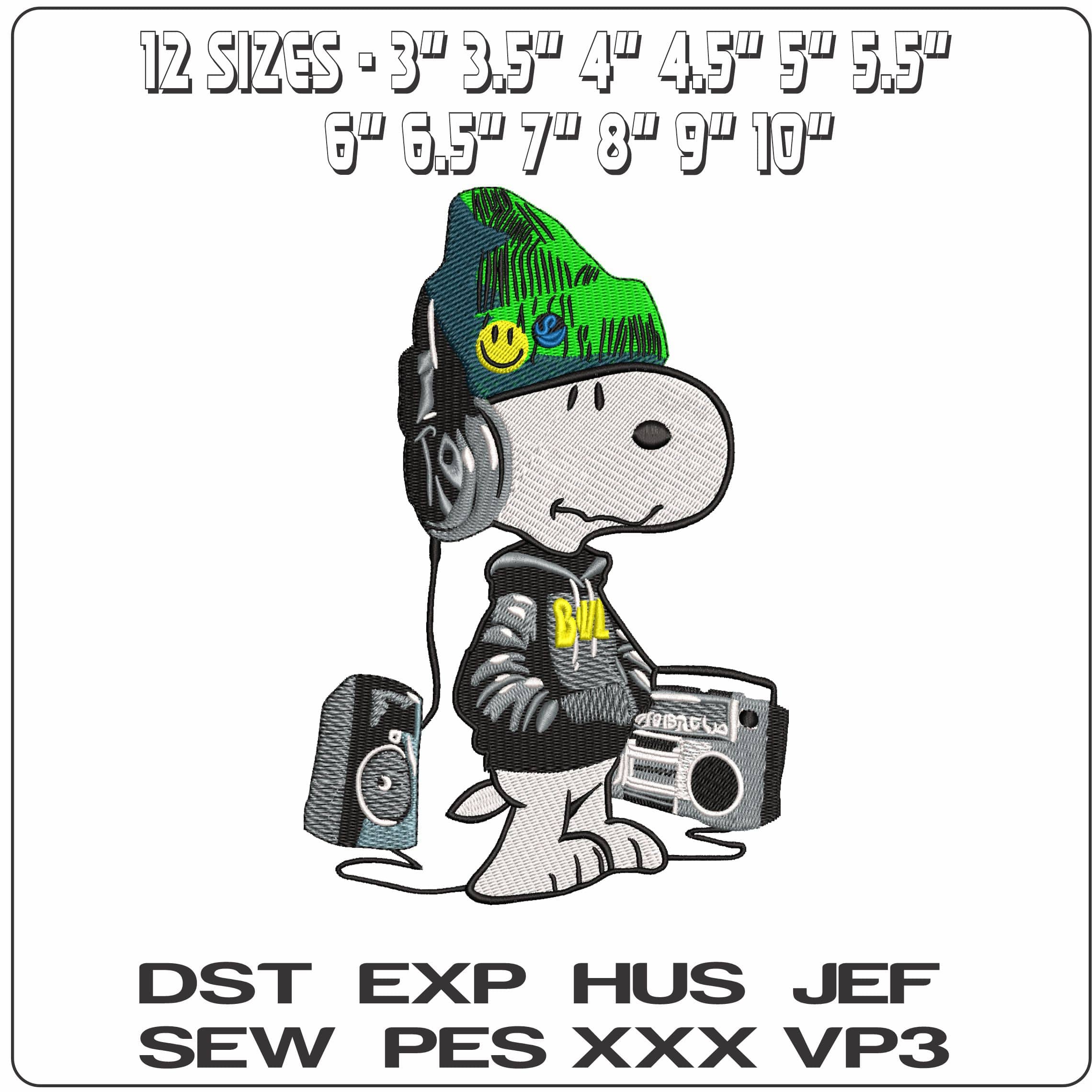 Street Snoopy with Speaker headphone  - Elegant embroidery design file - instant download — view 2