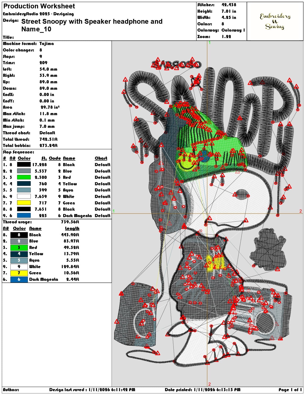 Street Snoopy with Speaker headphone and Name  - Elegant embroidery design file - instant download — view 3
