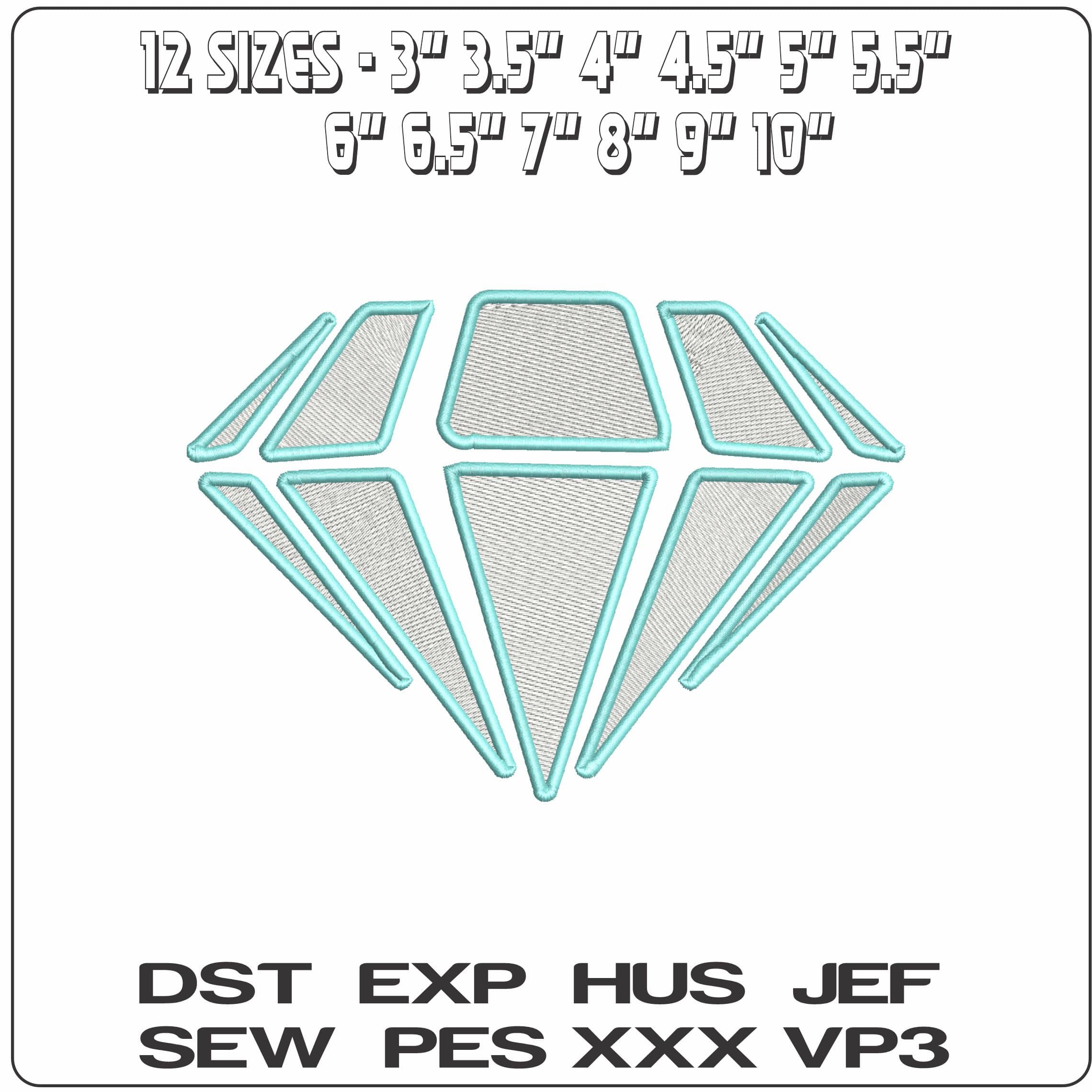 Stylized Diamond  - Elegant embroidery design file - instant download — view 2
