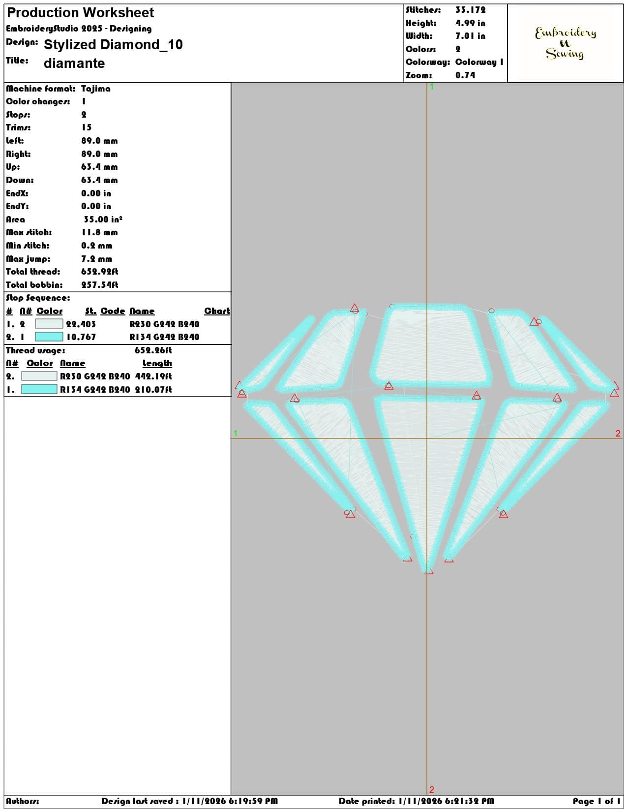 Stylized Diamond  - Elegant embroidery design file - instant download — view 3