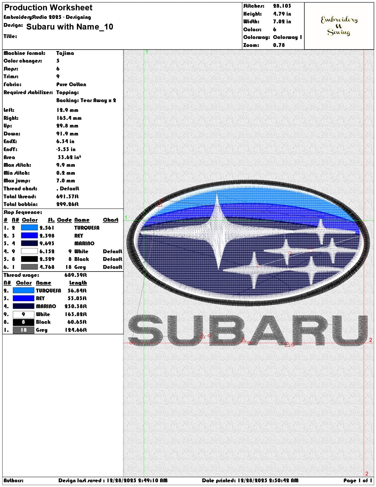 Subaru with Name  - Elegant embroidery design file - instant download — view 3