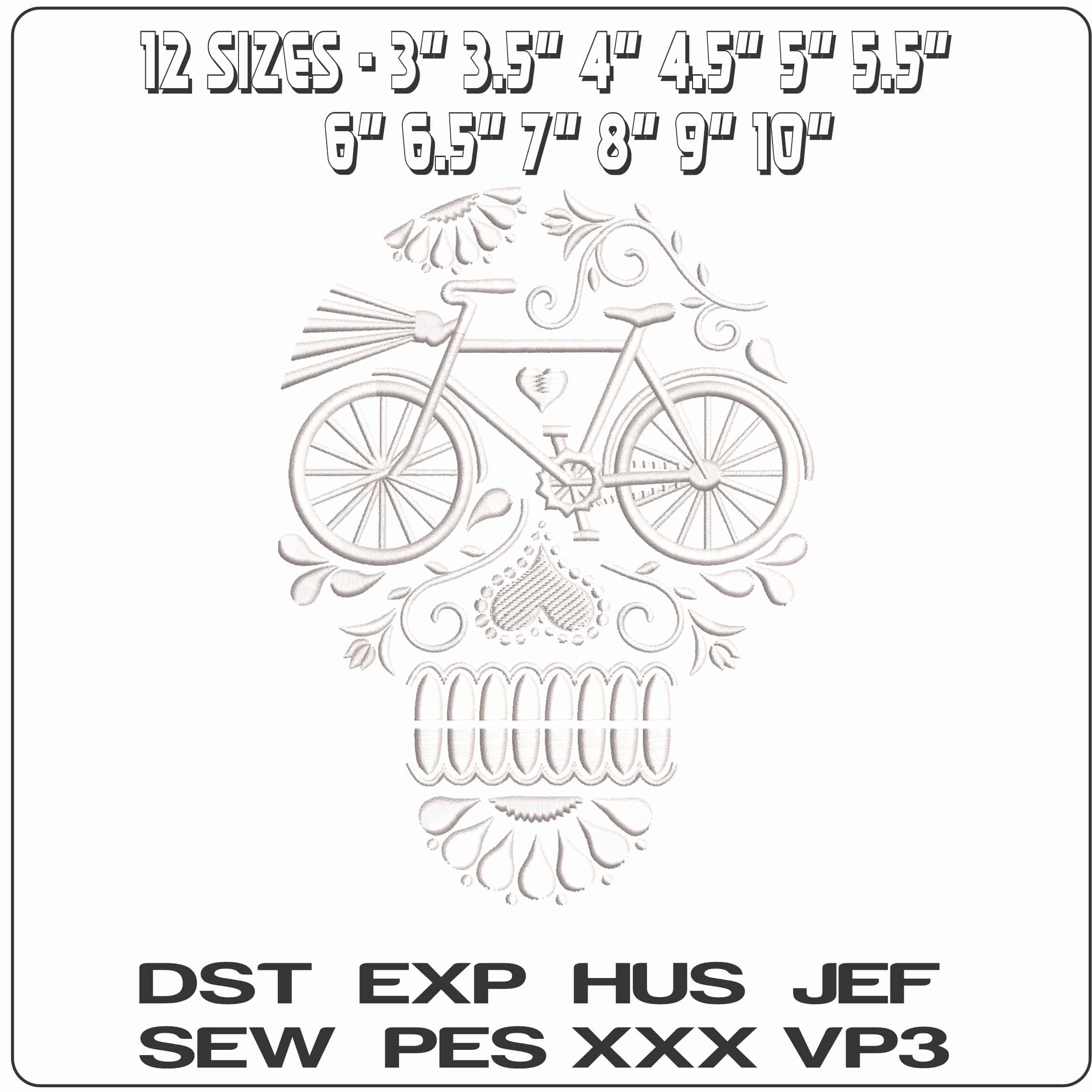 Sugar Skull Bicycle Eyes  - Elegant embroidery design file - instant download — view 2