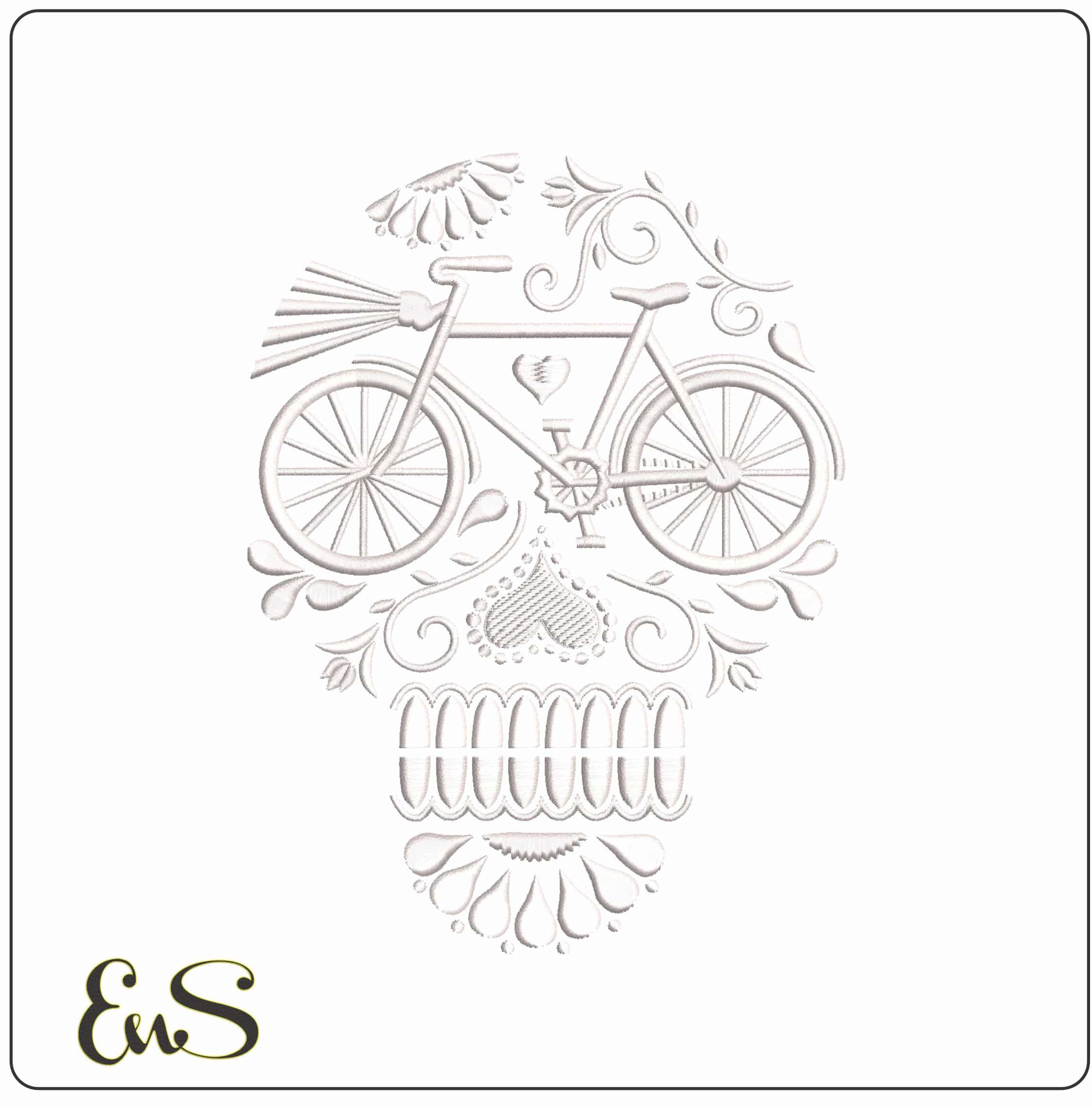 Sugar Skull Bicycle Eyes  - Elegant embroidery design file - instant download