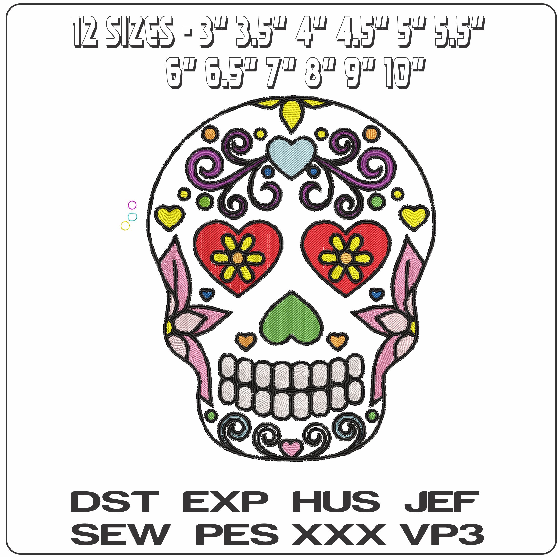 Sugar Skull Clear  - Elegant embroidery design file - instant download — view 2