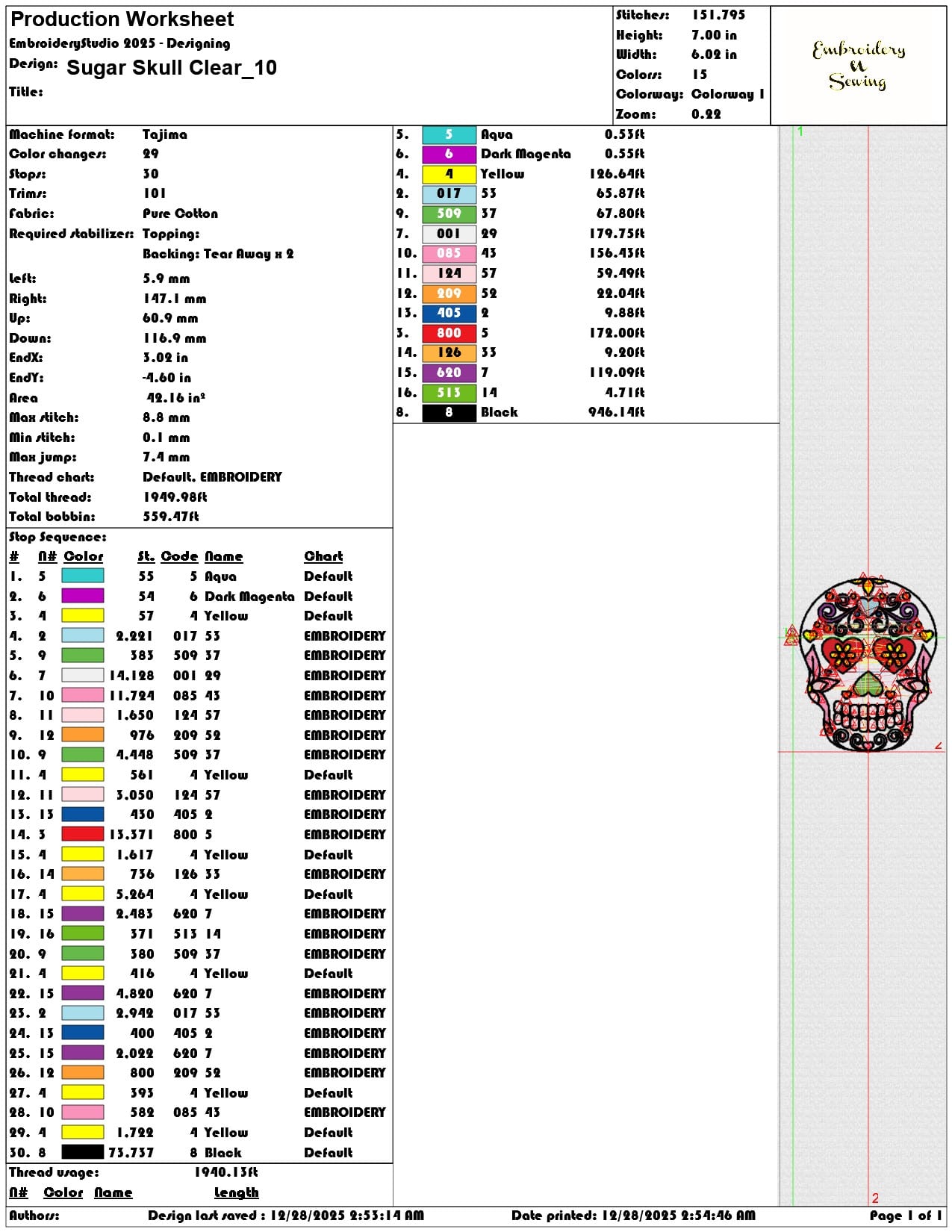 Sugar Skull Clear  - Elegant embroidery design file - instant download — view 3