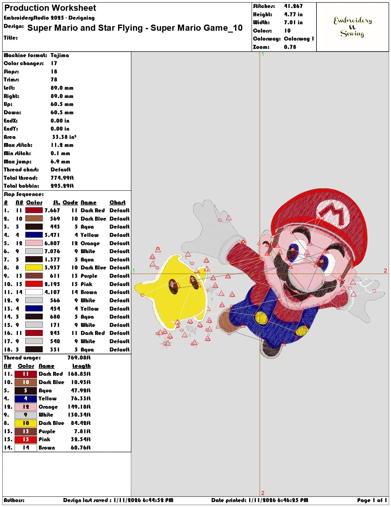 Super Mario and Star Flying Super Mario Game  - Elegant embroidery design file - instant download — view 3