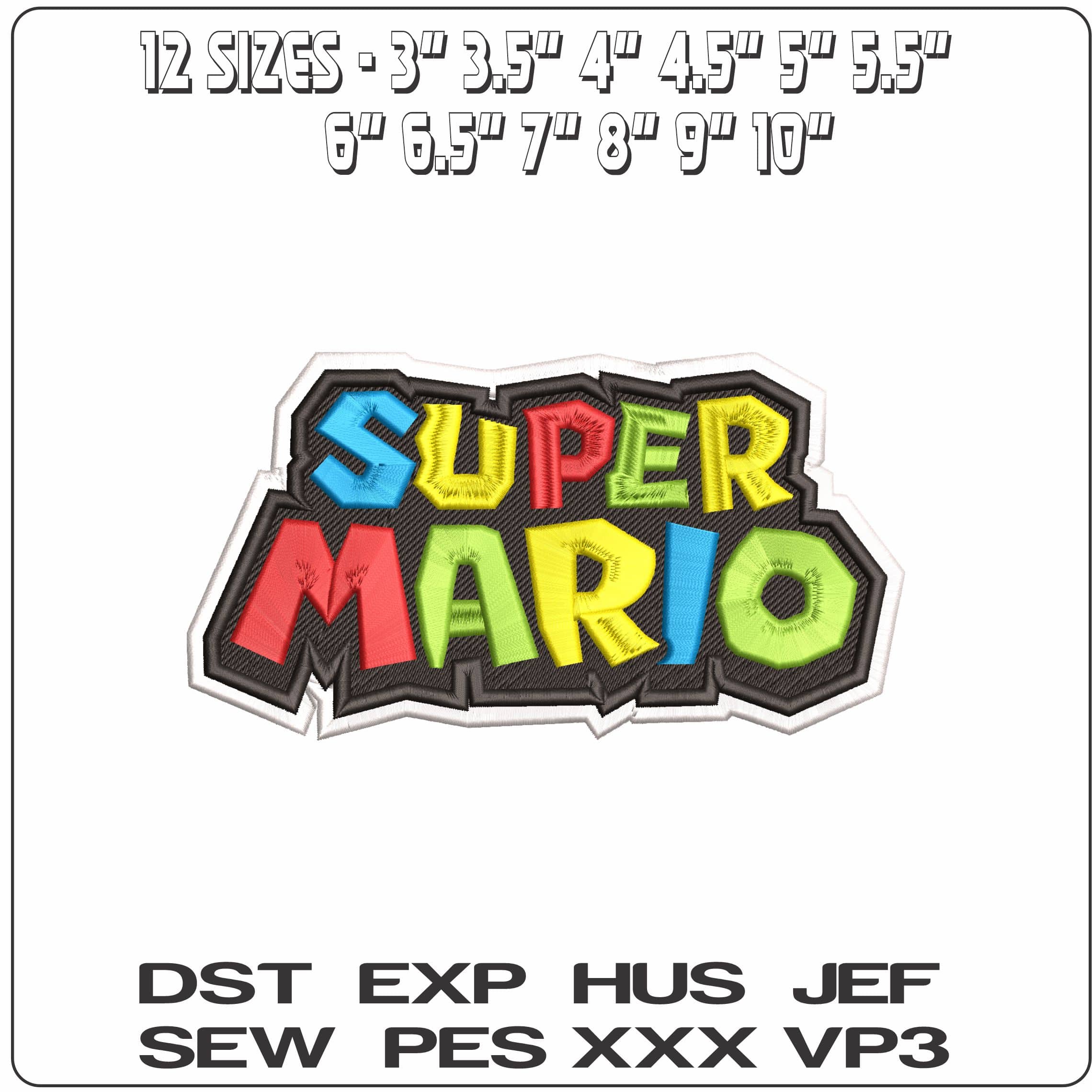 Super Mario Bros Name  - Elegant embroidery design file - instant download — view 2