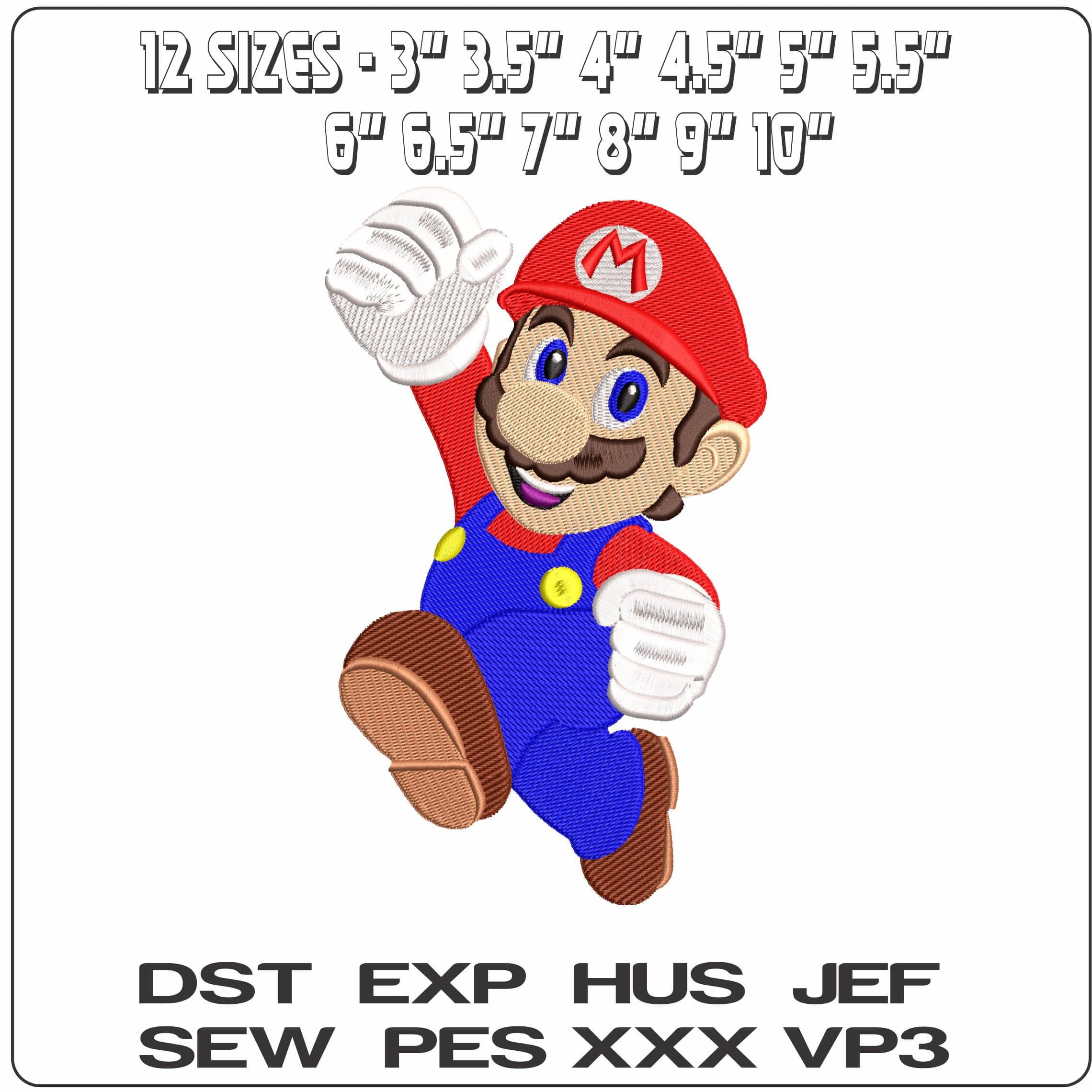 Super Mario Bros running Super Mario  - Elegant embroidery design file - instant download — view 2
