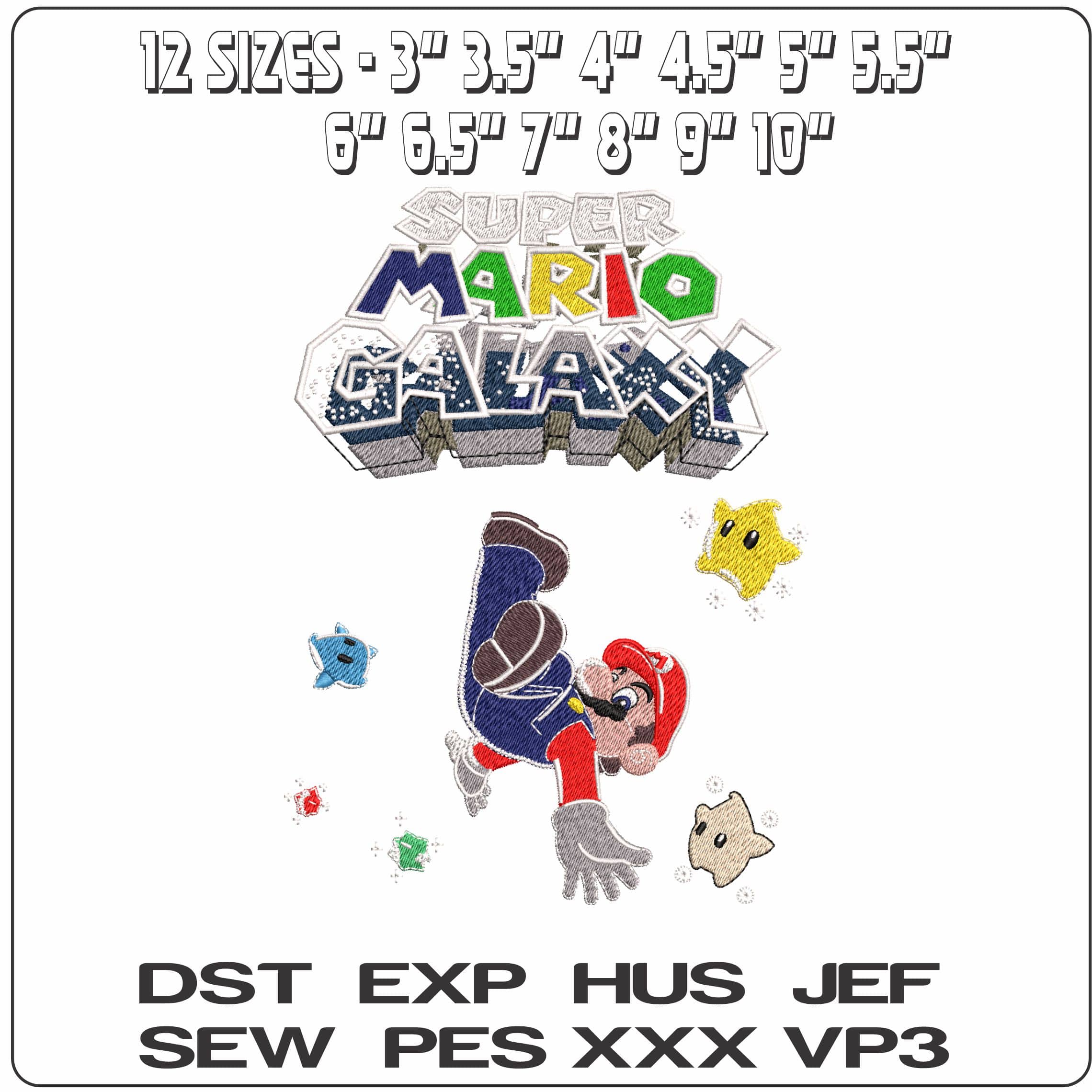 Super Mario Galaxy Mario Falling  - Elegant embroidery design file - instant download — view 2