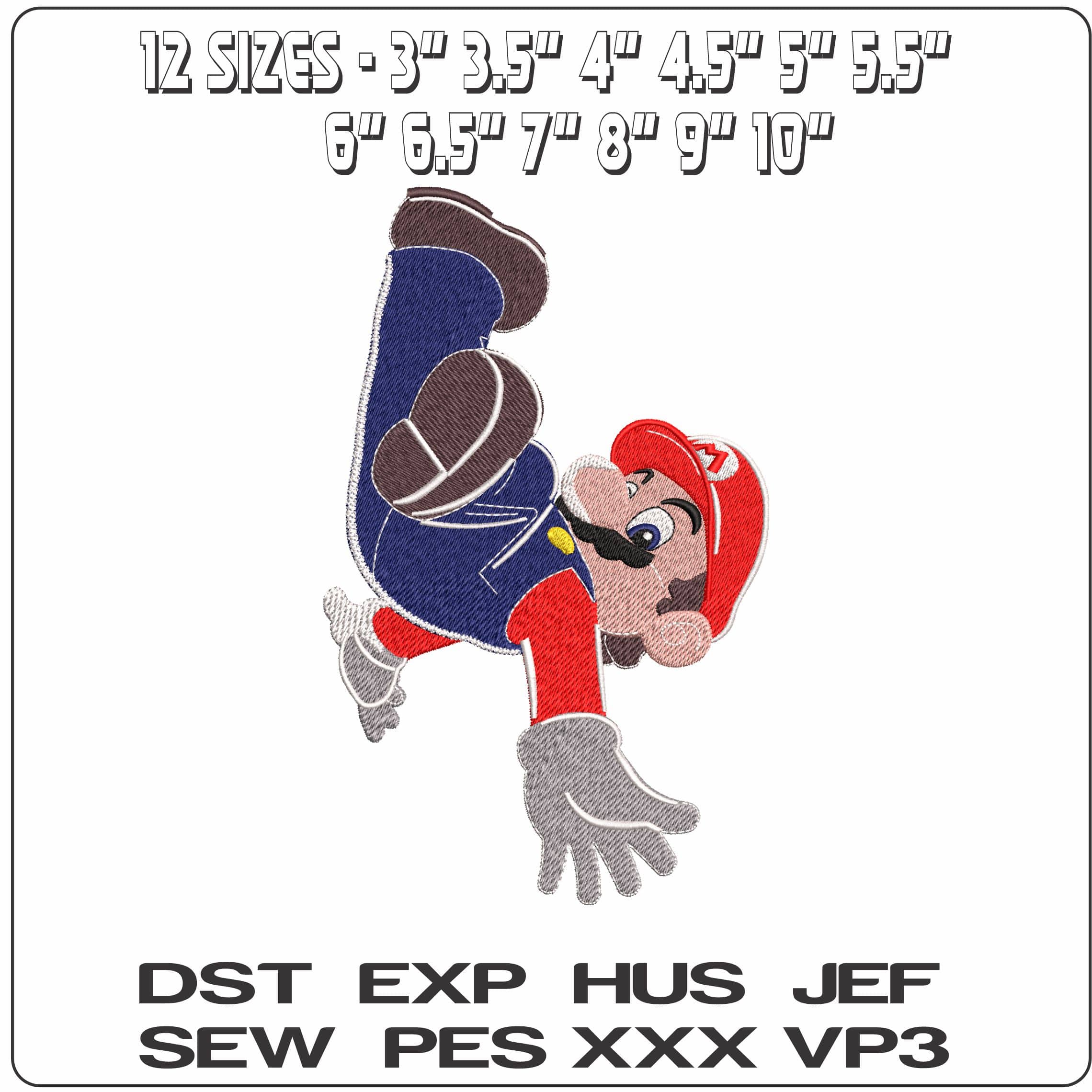 Super Mario Galaxy Mario Falling alone  - Elegant embroidery design file - instant download — view 2