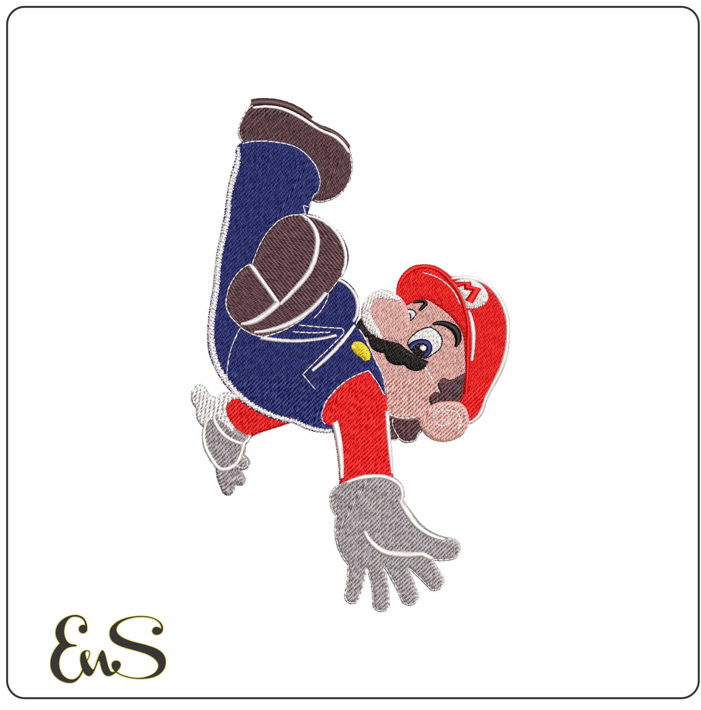 Super Mario Galaxy Mario Falling alone  - Elegant embroidery design file - instant download