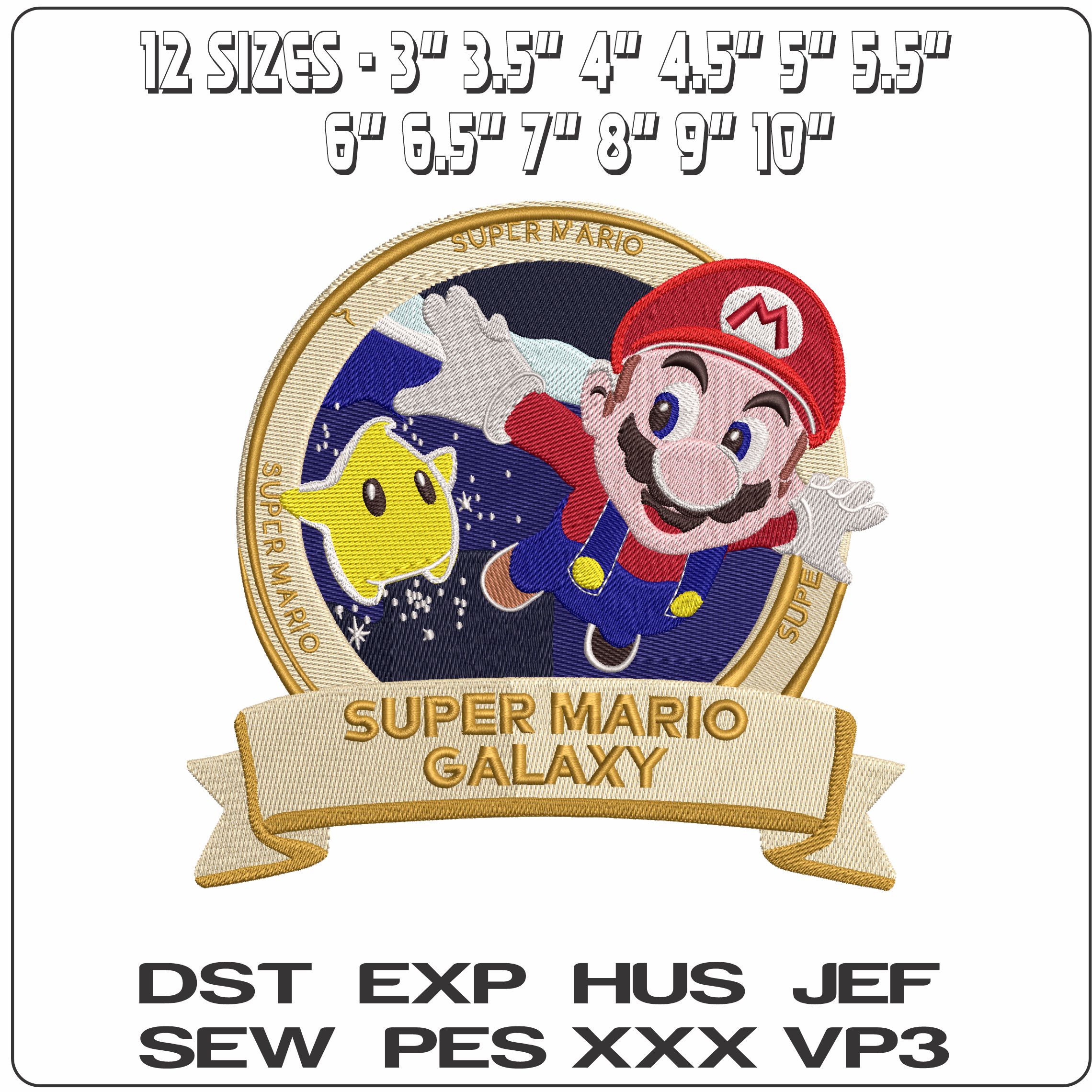 Super Mario Galaxy Mario Flying  - Elegant embroidery design file - instant download — view 2