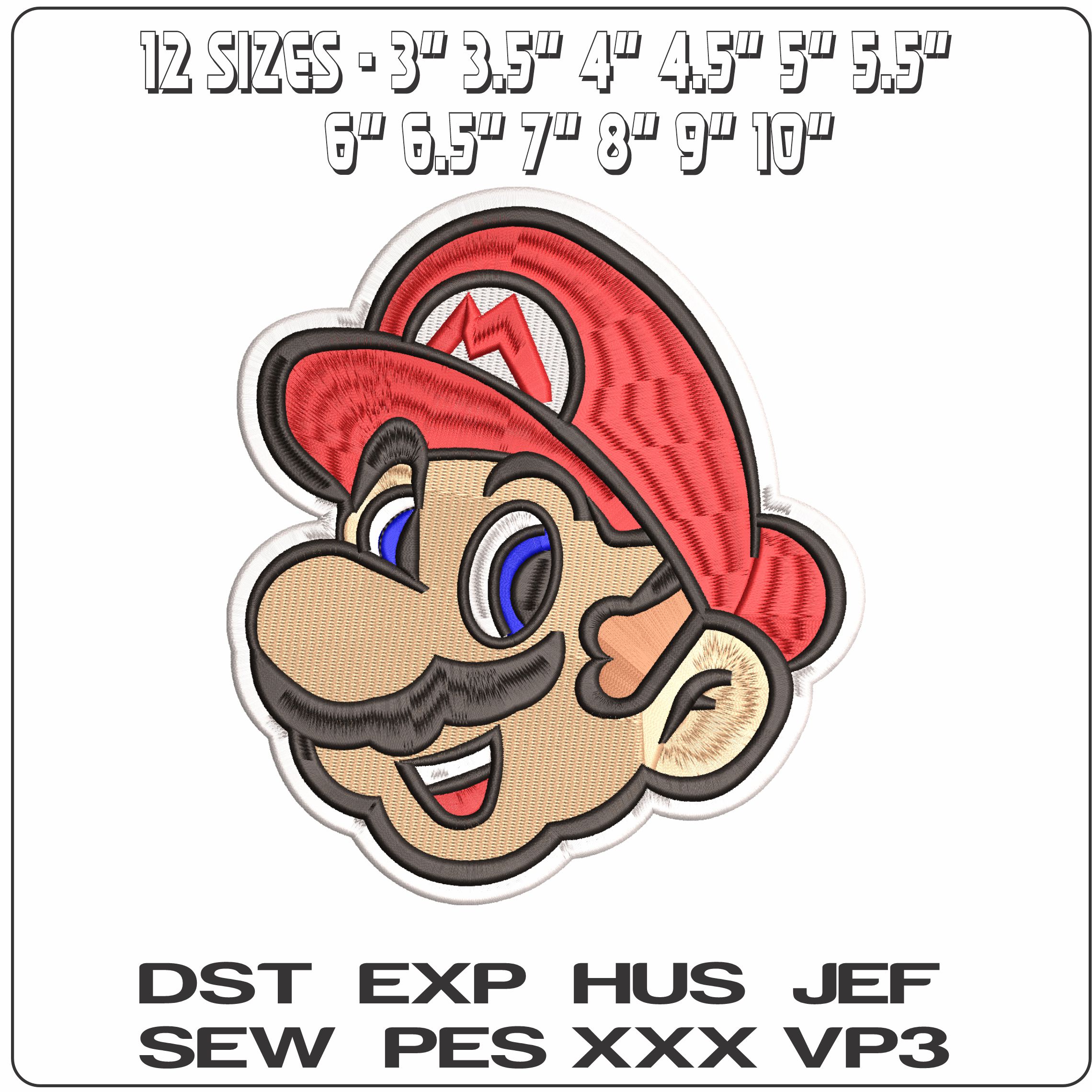 Super Mario Head Bros  - Elegant embroidery design file - instant download — view 2
