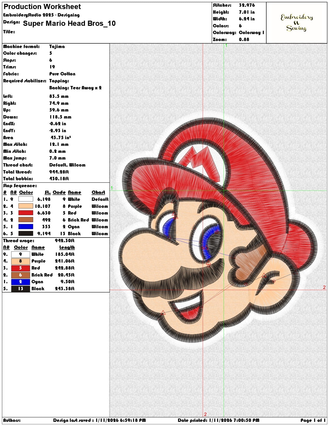 Super Mario Head Bros  - Elegant embroidery design file - instant download — view 3