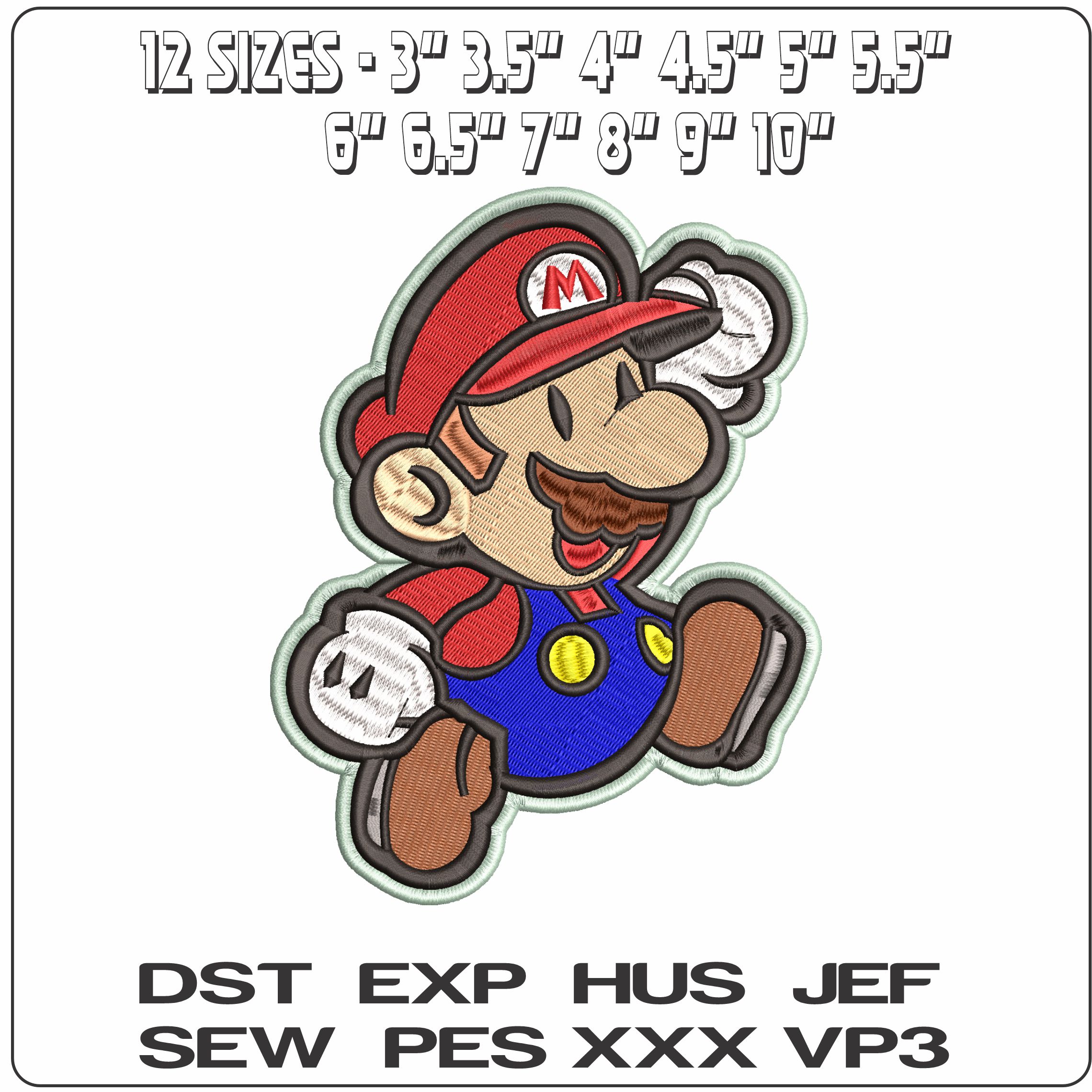 Super Mario Leaping Super Mario Bros  - Elegant embroidery design file - instant download — view 2