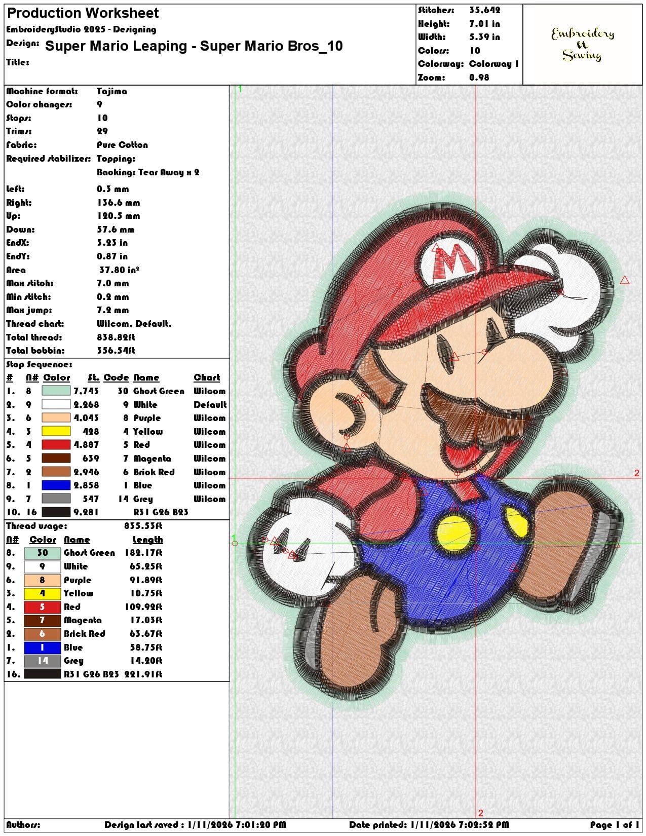 Super Mario Leaping Super Mario Bros  - Elegant embroidery design file - instant download — view 3