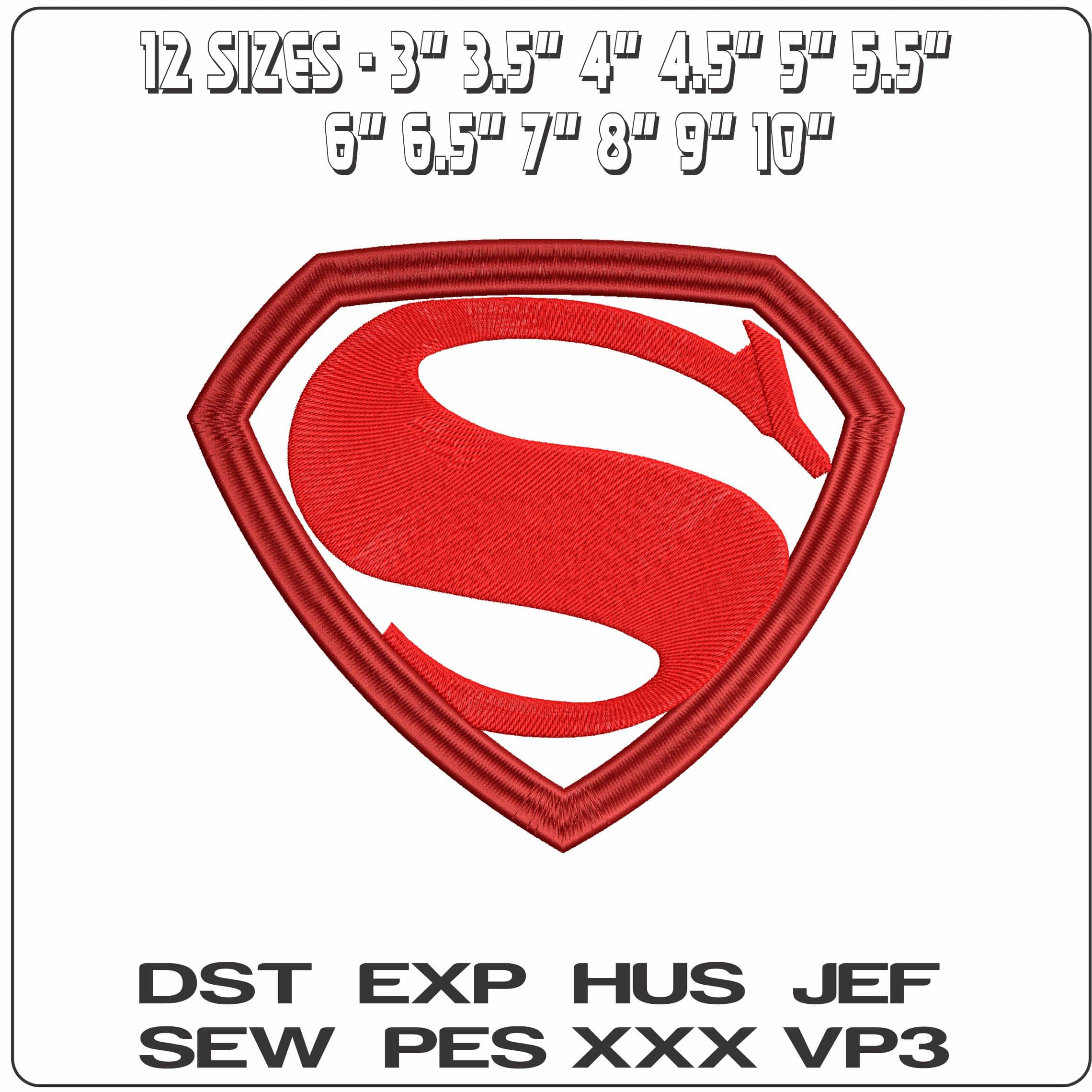 Superman Logo Curved DC Comics  - Elegant embroidery design file - instant download — view 2